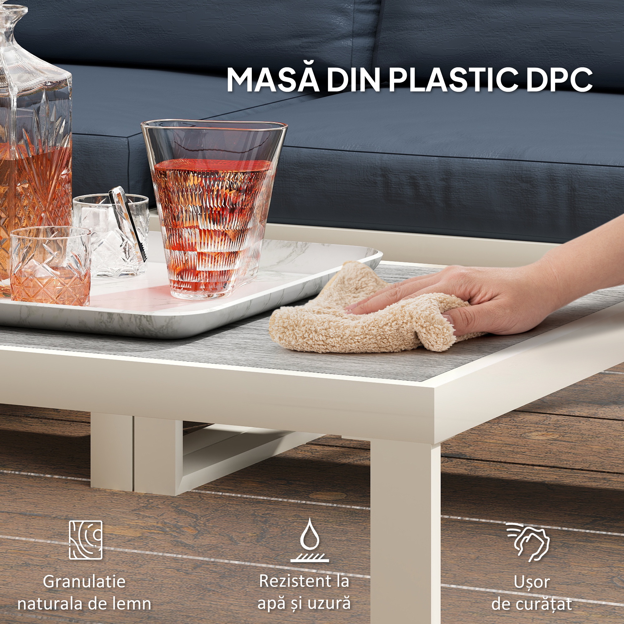  Set Mobilier de Gradina din 4 Piese cu 2 Canapele, Fotoliu Reglabil si Masuta de Cafea, 121x61x62 cm, Gri [6]