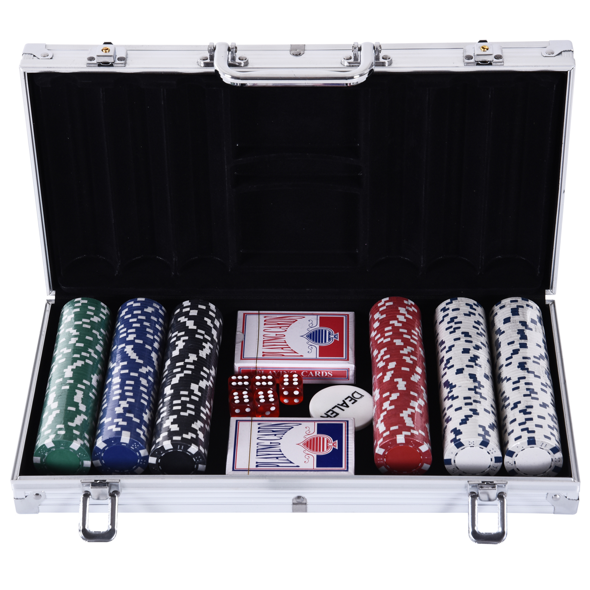  Set de Poker, 300 jetoane, Geanta din aluminiu, Argintiu [3]