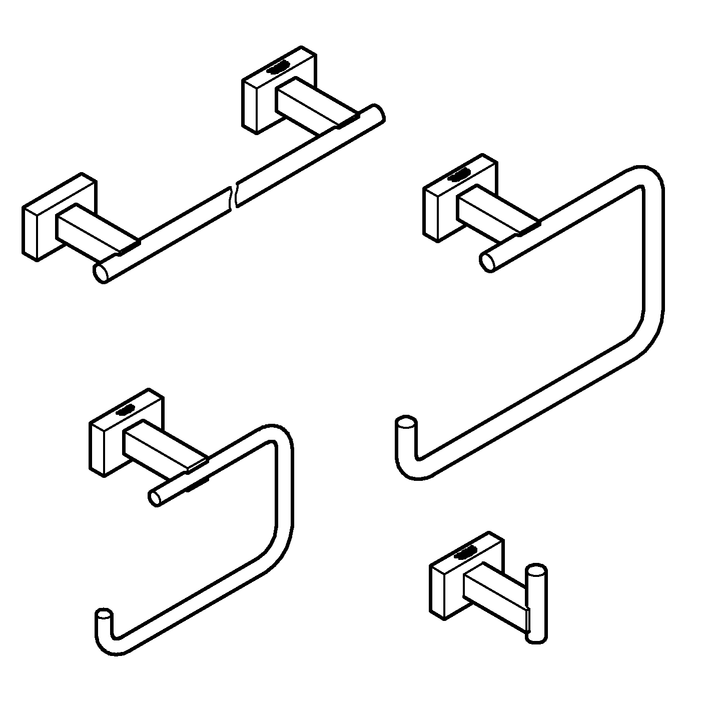 Pachet accesorii baie Grohe 40778001, Set Essentials Master, tip instalare pe perete, numar piese 4, crom [2]