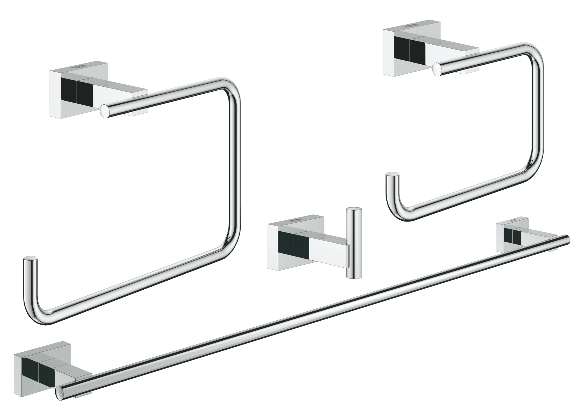 Baie - Pachet accesorii baie Grohe 40778001, Set Essentials Master, tip instalare pe perete, numar piese 4, crom
