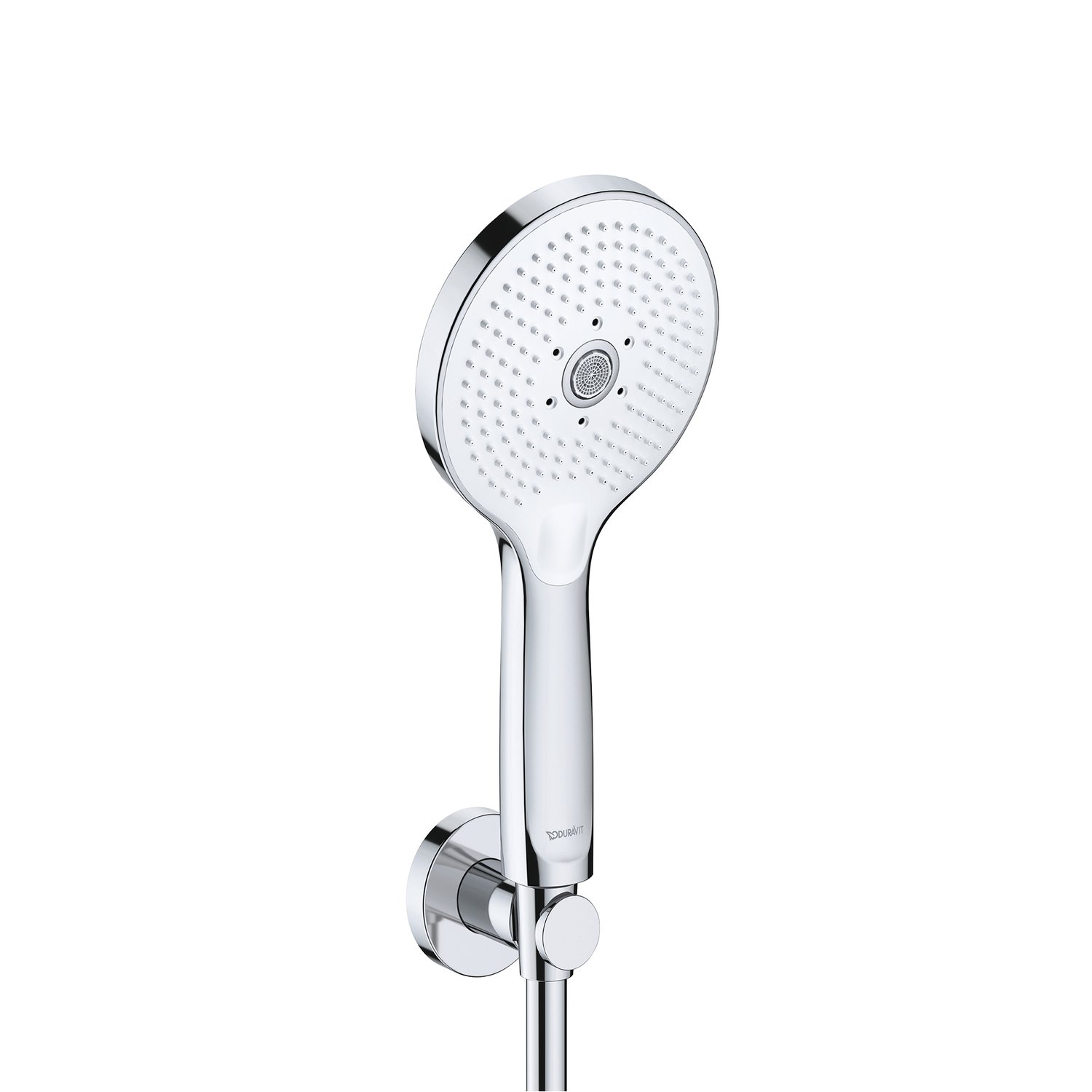 Baterii sanitare - Set para de dus Duravit UV0712001005, dus, diametru 120 mm, 3 functii, montaj universal, racord 1/2'', crom