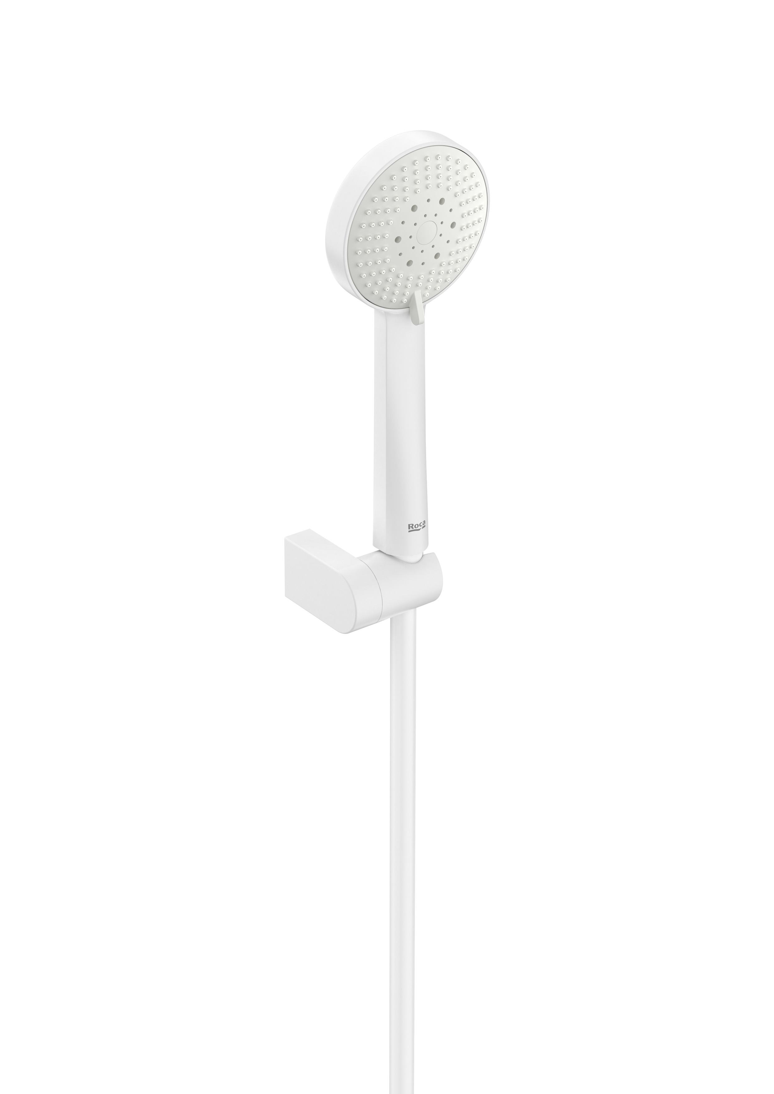 Baterii sanitare - Set para de dus Roca A5B8313B00, dus Stella, diametru 100 mm, 3 functii, montaj universal, racord 1/2'', alb