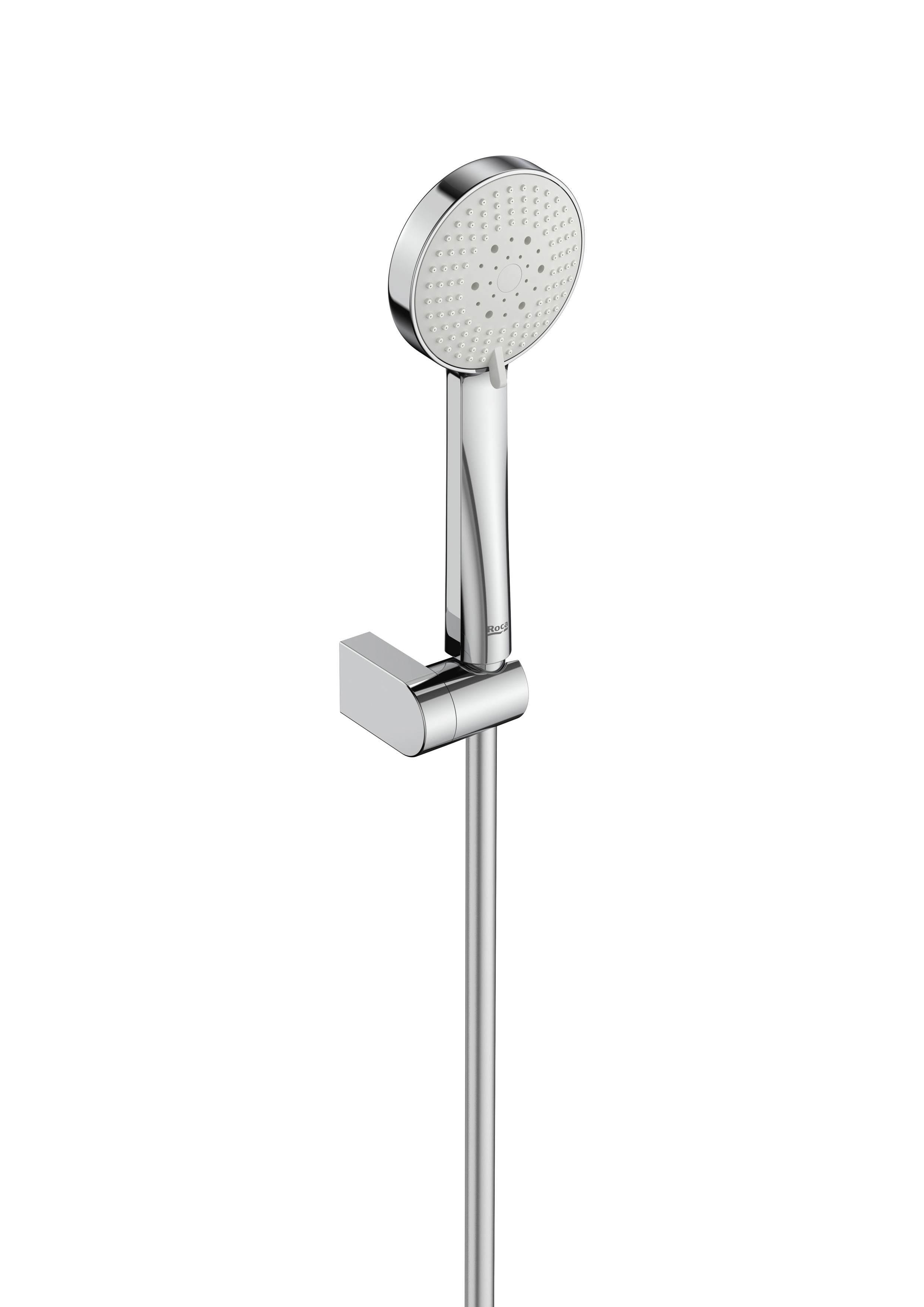 Baterii sanitare - Set para de dus Roca A5B8313C00, dus Stella, diametru 100 mm, 3 functii, montaj universal, racord 1/2'', crom