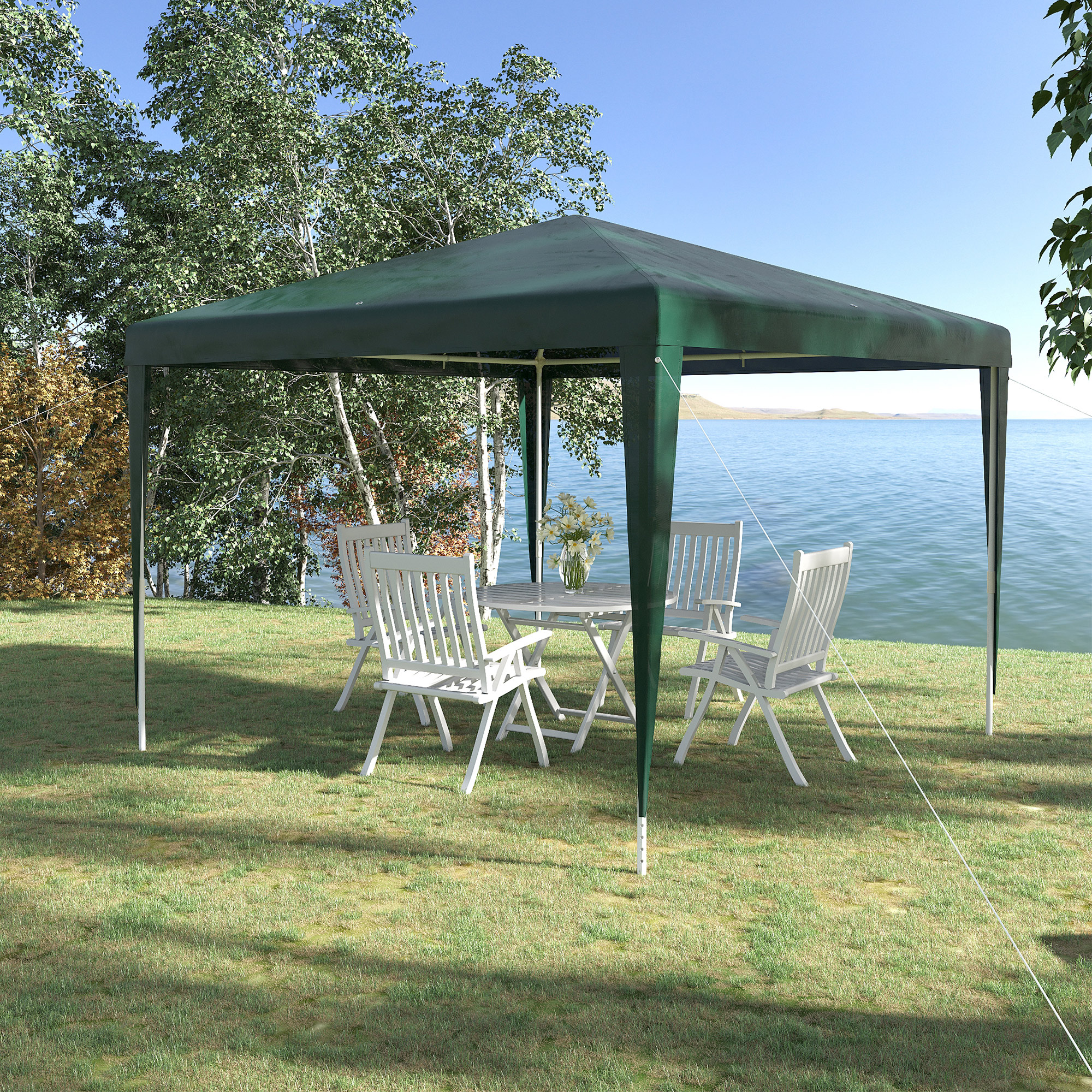  Pavilion de Gradina 3x3 m Portabil cu Protectie Anti UV, Verde [1]