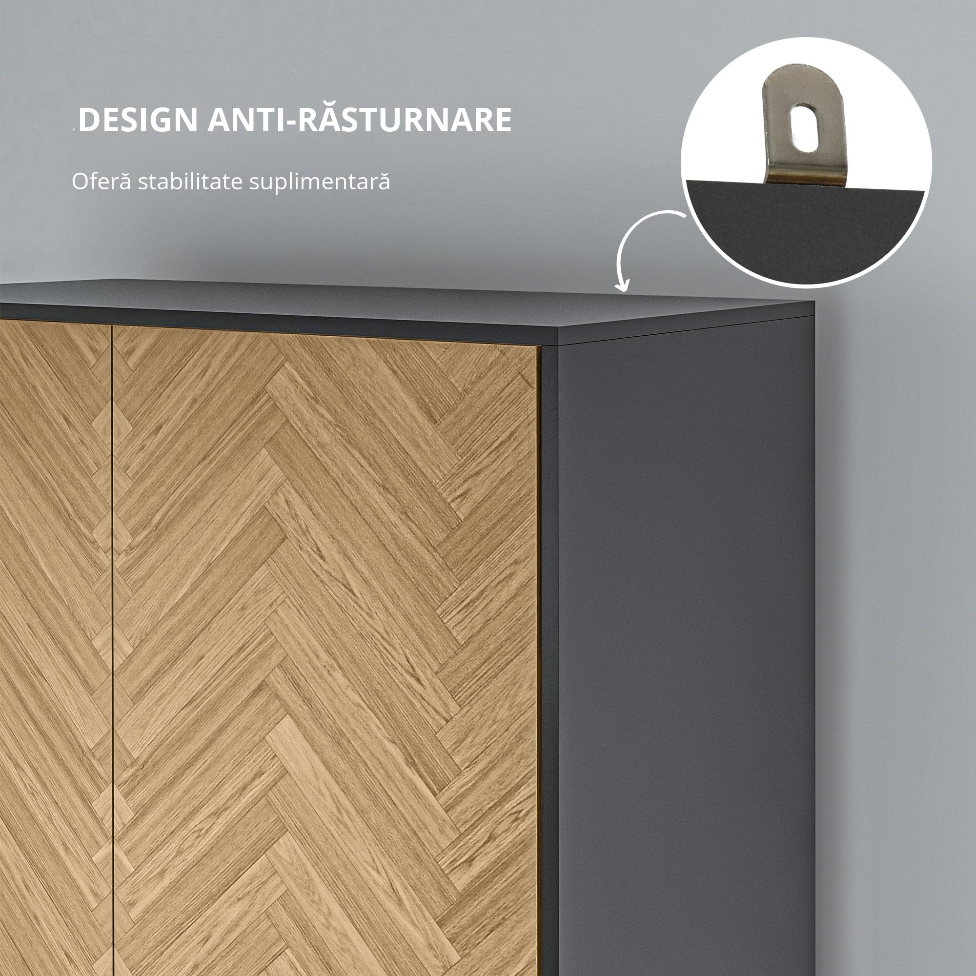  Dulap Lemn Gri inchis - 2 Usi, Compartimente si Sertare [6]