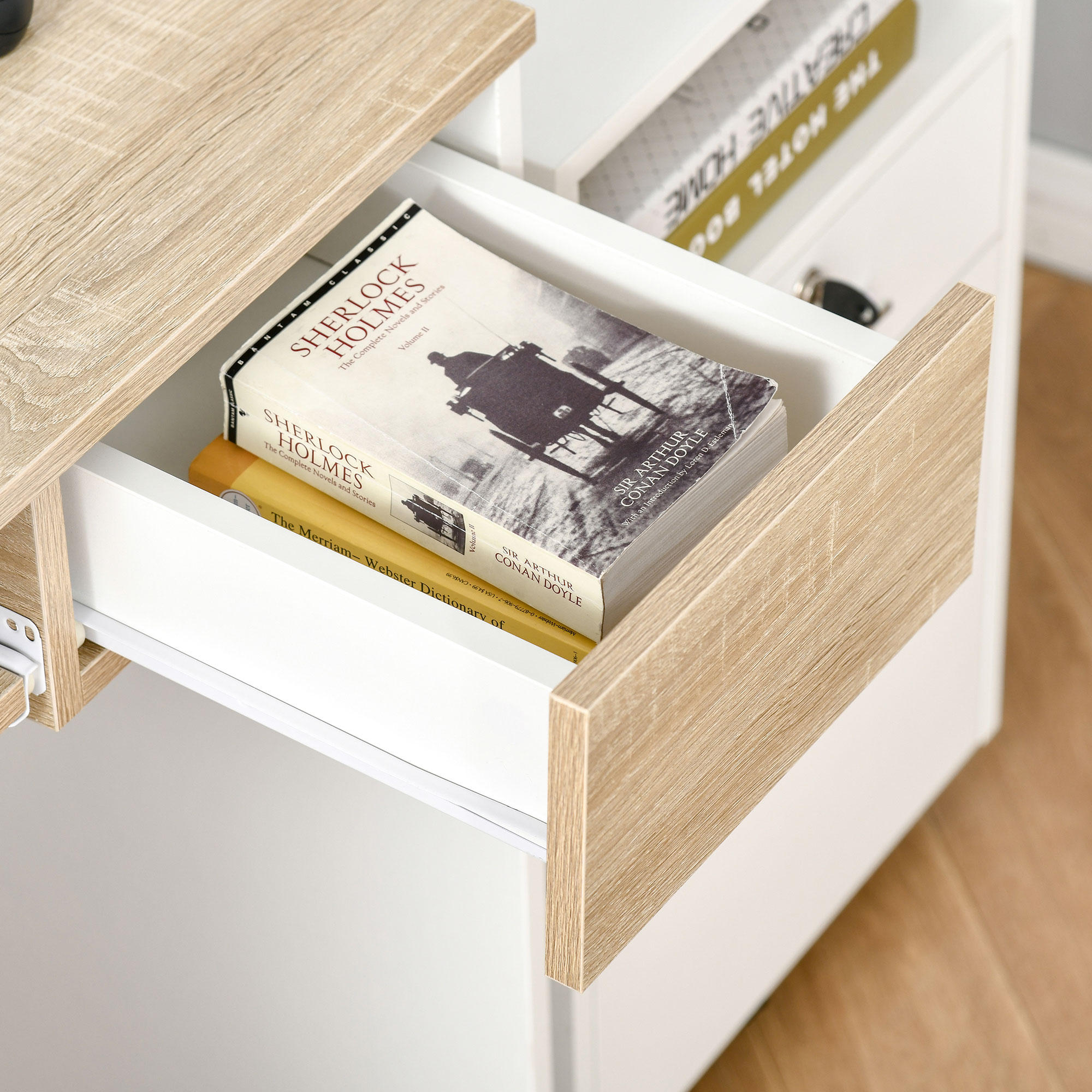  Birou PC Alb & Stejar 80×45×75 cm - Ideal Dormitor sau Acasa [6]