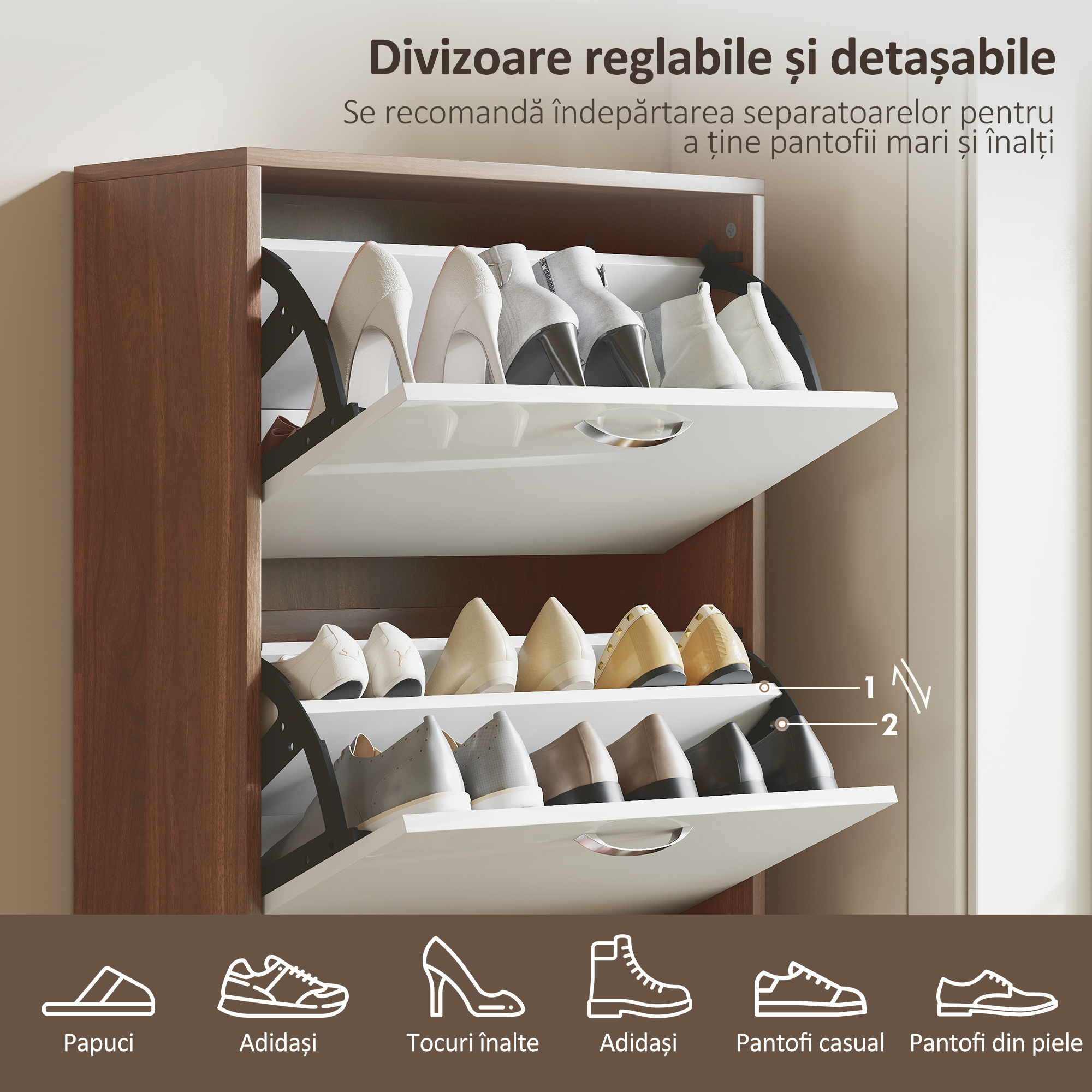  Dulap Pantofi 60×28×189 cm - 5 Sertare & Spatiu pentru 30 Perechi [4]