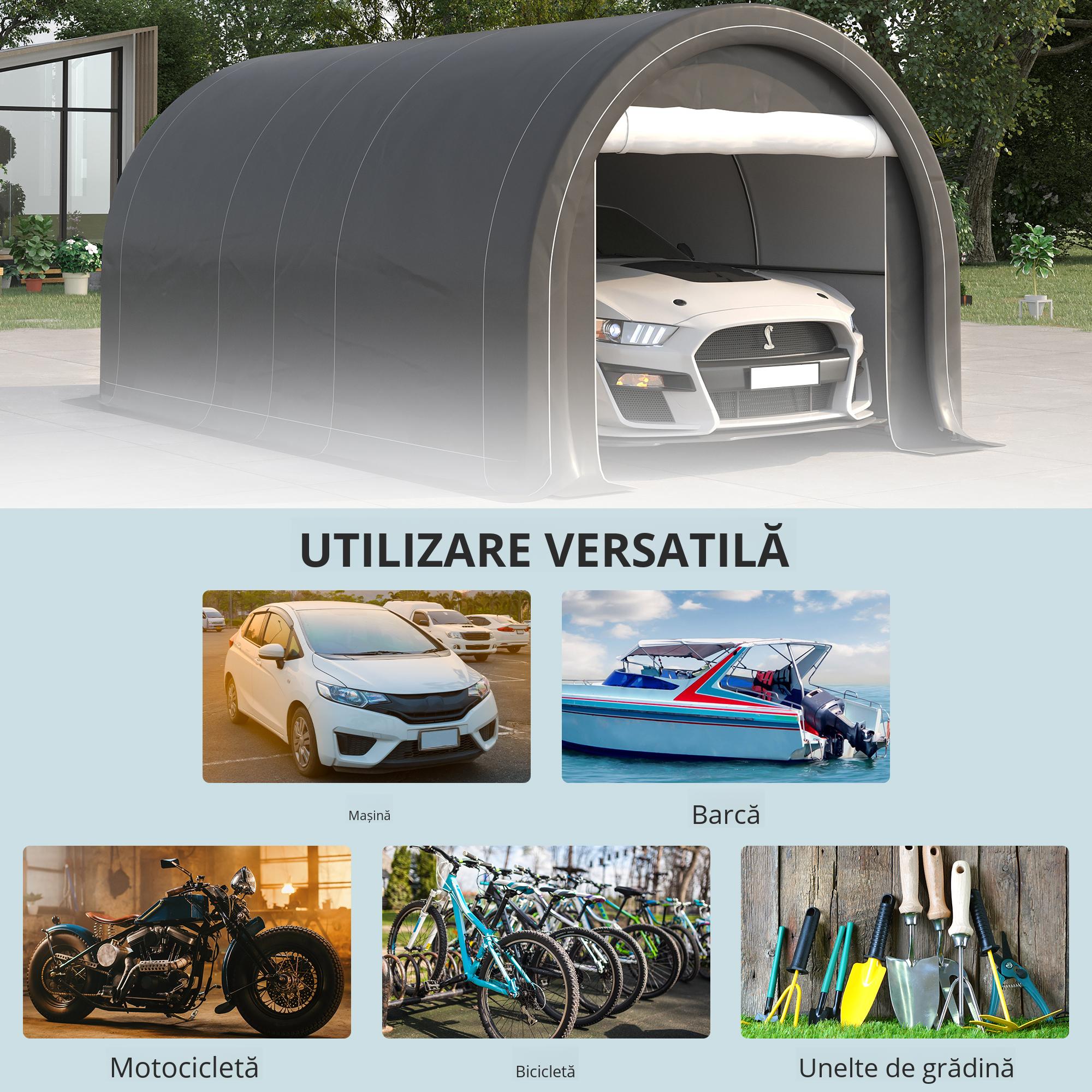  Auto-Garaj 3×5 m - Sopron Depozitare Portabil cu Usa Mare si Copertina pe Fermoar [3]