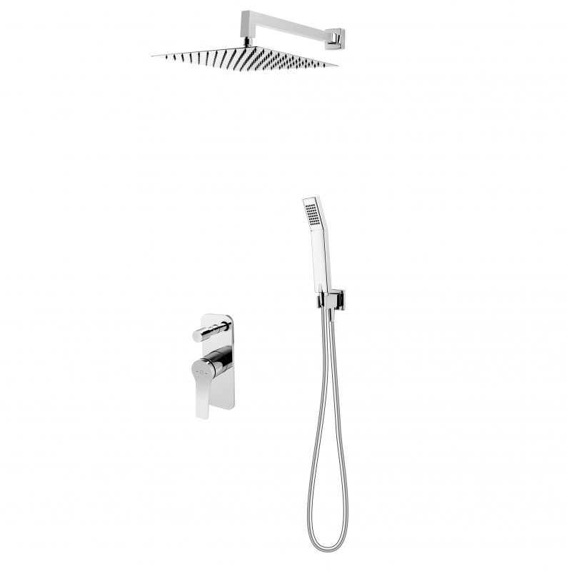 Baie - Sistem de dus FDesign Seppia FD1-SPA-7PSET-11, 1/2'', incastrat, 300 mm, 1 pulverizare, anti-calcar, crom