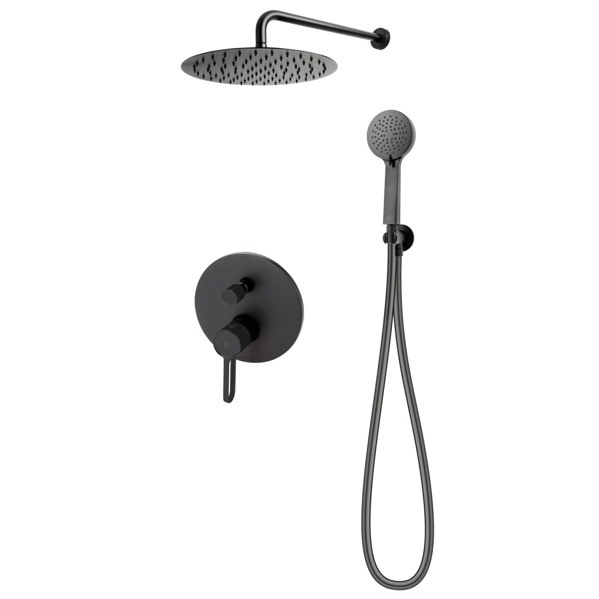 Baie - Sistem de dus FDesign Zaffiro, incastrat, 300 mm, 1 functie, mat, negru, FD1-ZFR-7PSET1-22