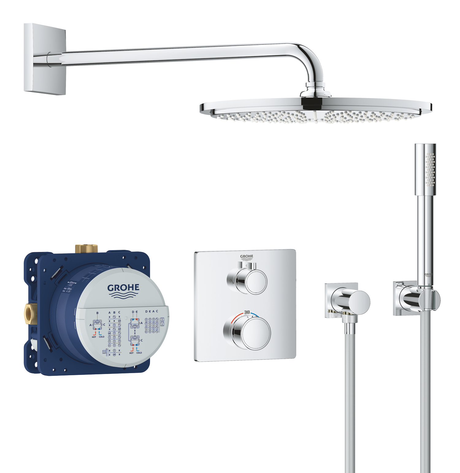 Baie - Sistem de dus Grohe 34730000, Grohtherm 310, tip incastrare incastrat, pentru un dus confortabil zilnic, crom