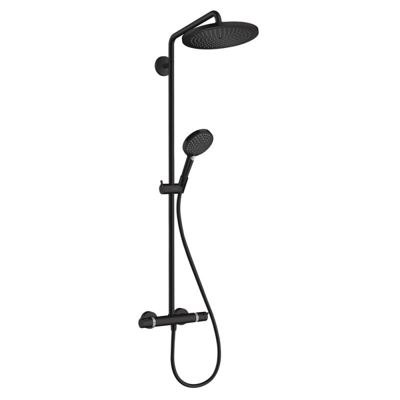 Baie - Coloana de dus termostatata Hansgrohe Croma Select S, palarie 280 mm, blocare 40 grade, negru mat