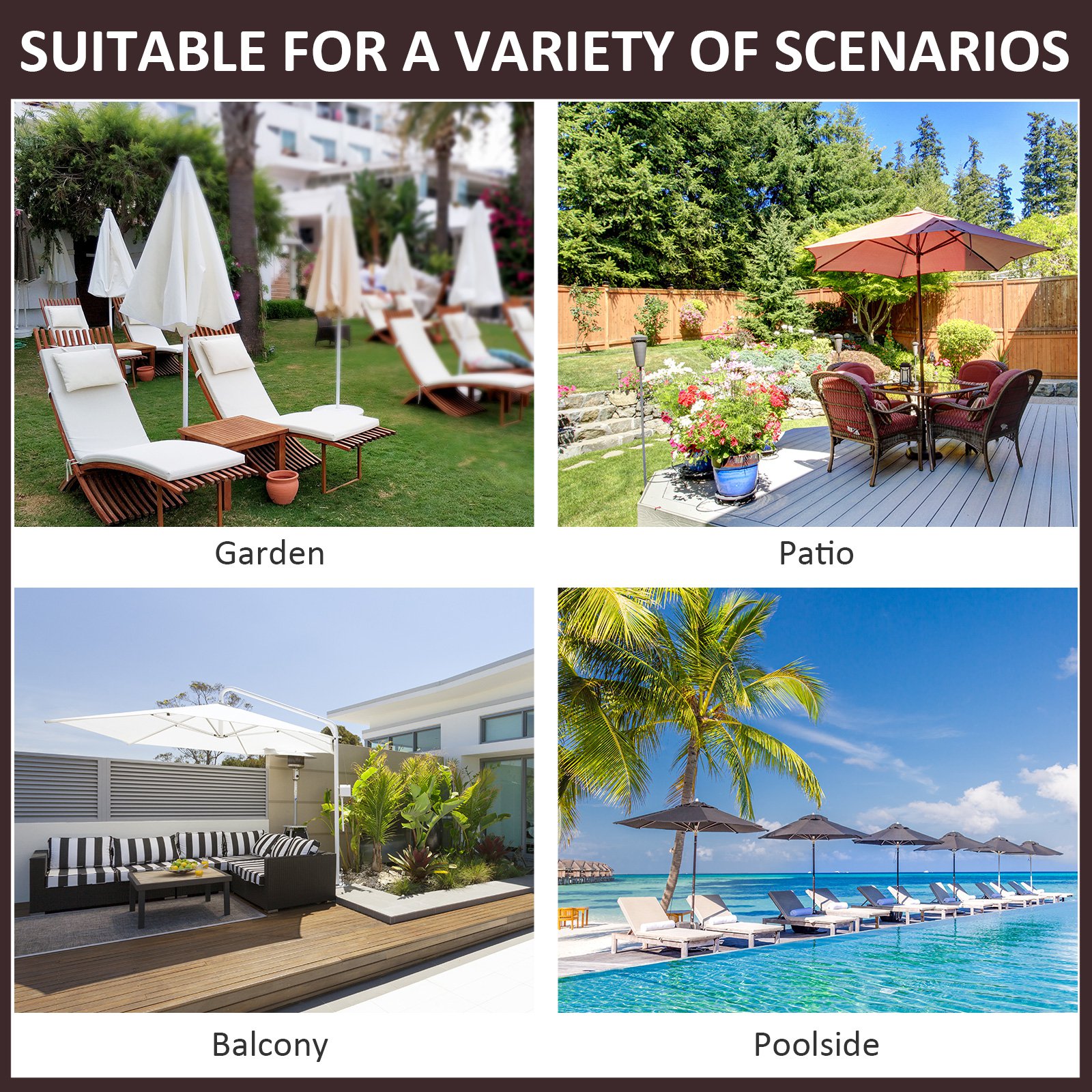  Umbrela de Gradina 3x3 Metri, 8 Lamele Acoperire cu 2 Niveluri [6]