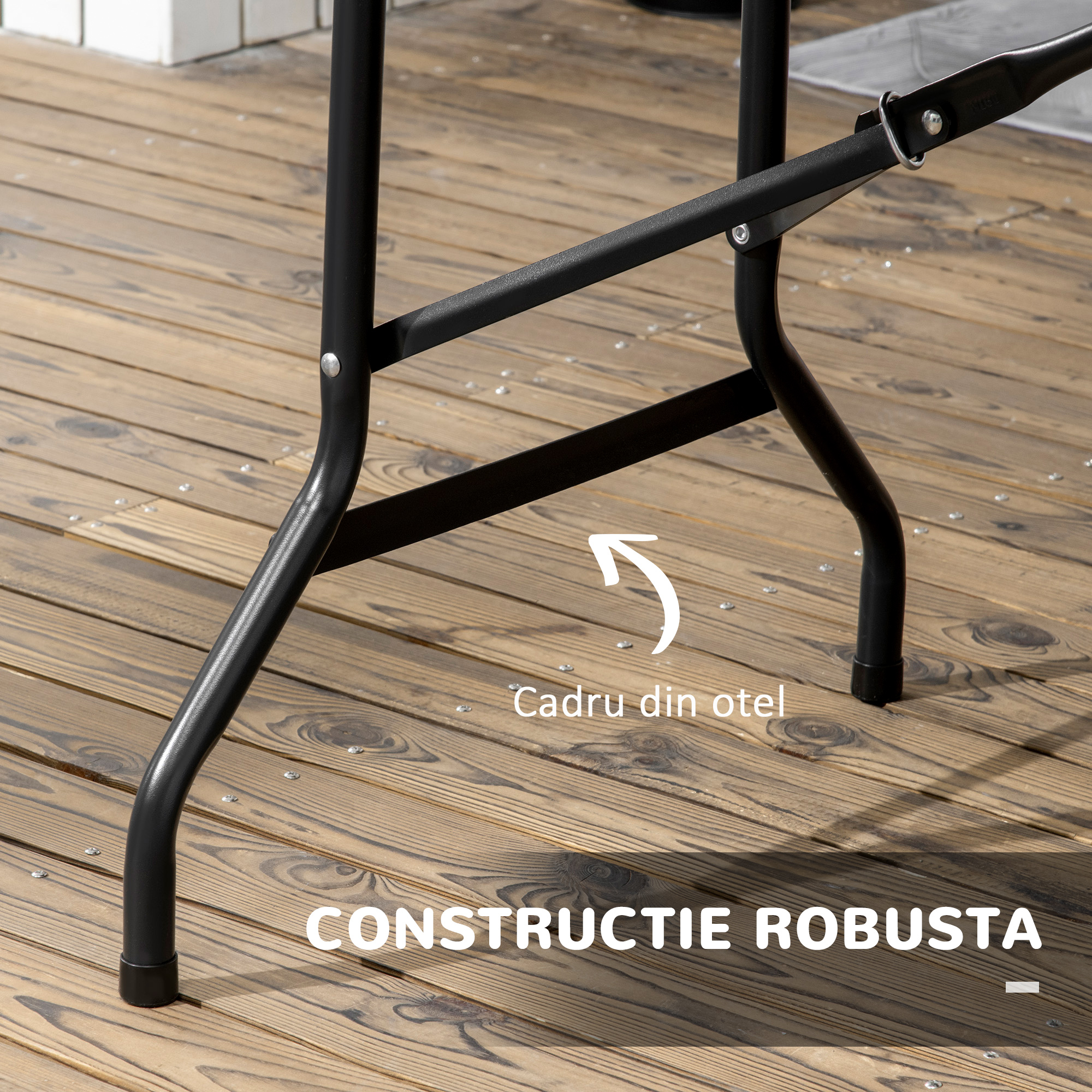  Masa de Gradina Pliabila pentru 6 Persoane, 180x75,5x73 cm, Gri inchis [6]