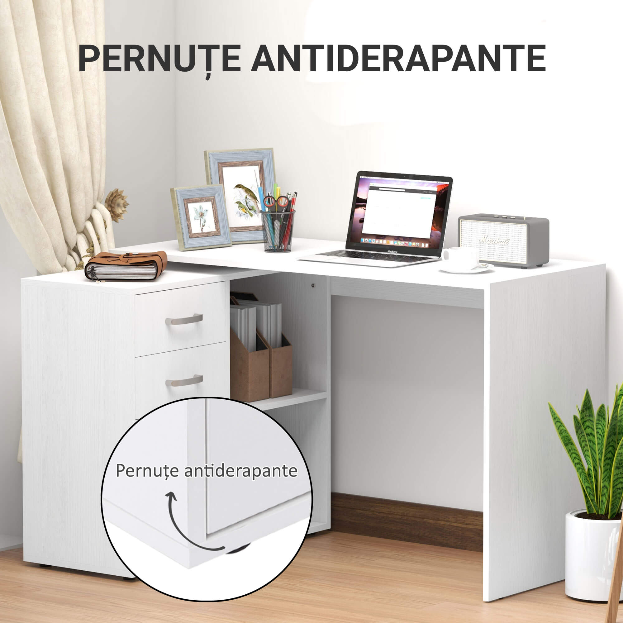  birou de colt, reversibil, 117x83.5x76 cm, alb [4]