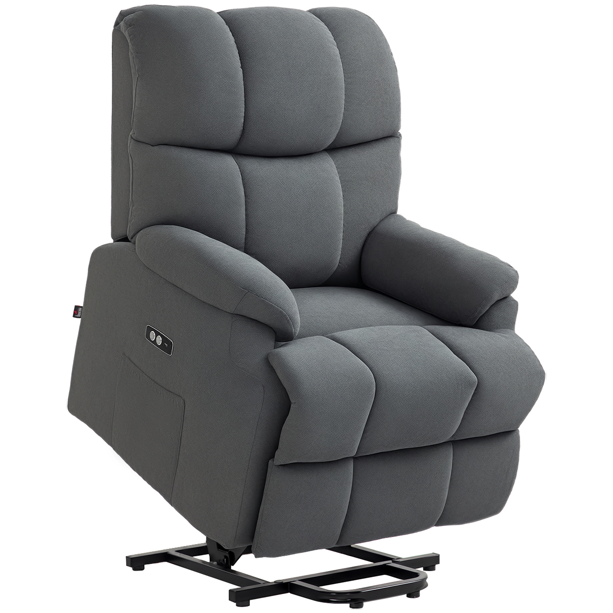 Bucatarie -  Fotoliu reclinabil pentru ridicare, cu suport pentru picioare, din material textil cu efect de in, 84x96x100 cm, gri inchis