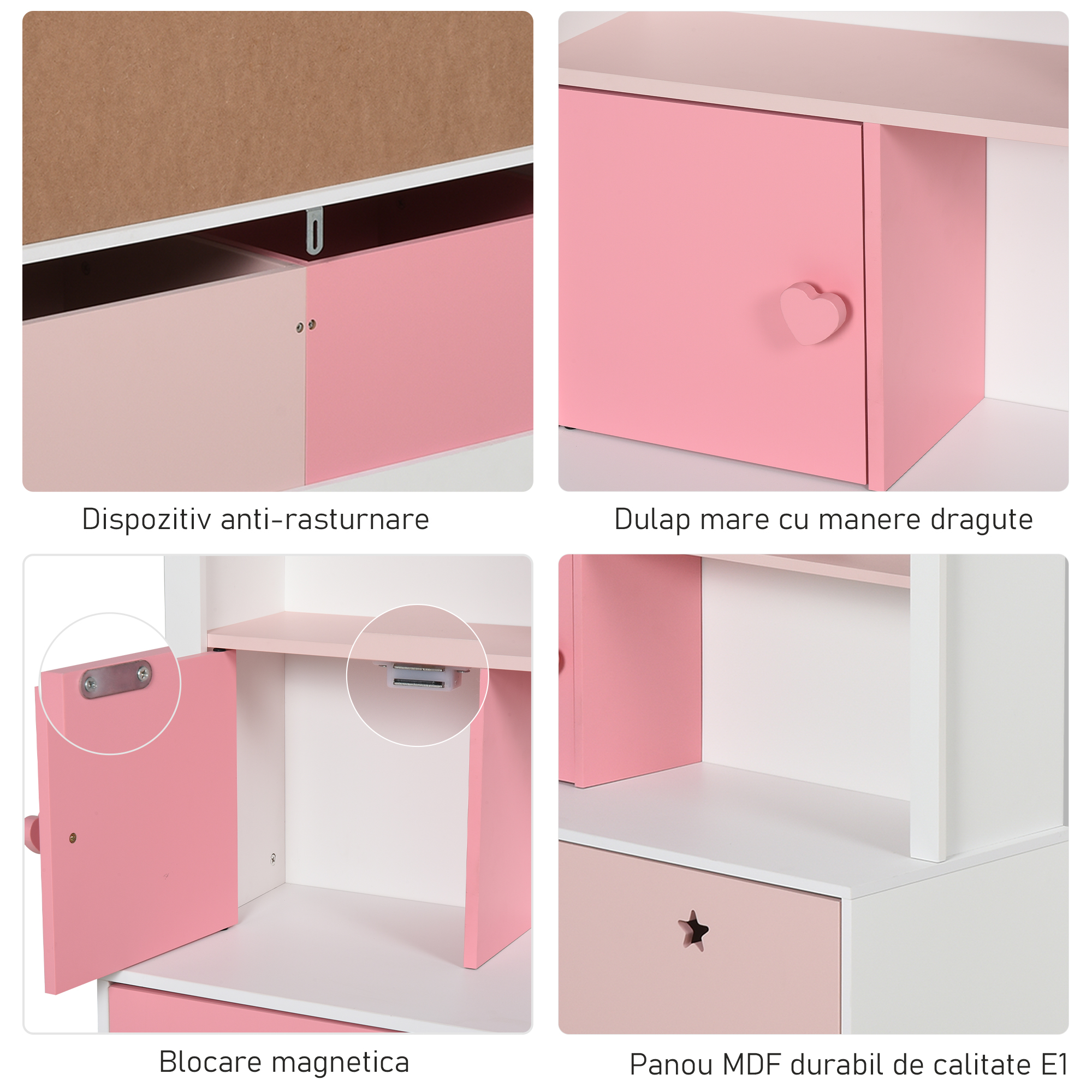  Raft Biblioteca Organizator Dulap cu Compartimente pentru copii roz [6]