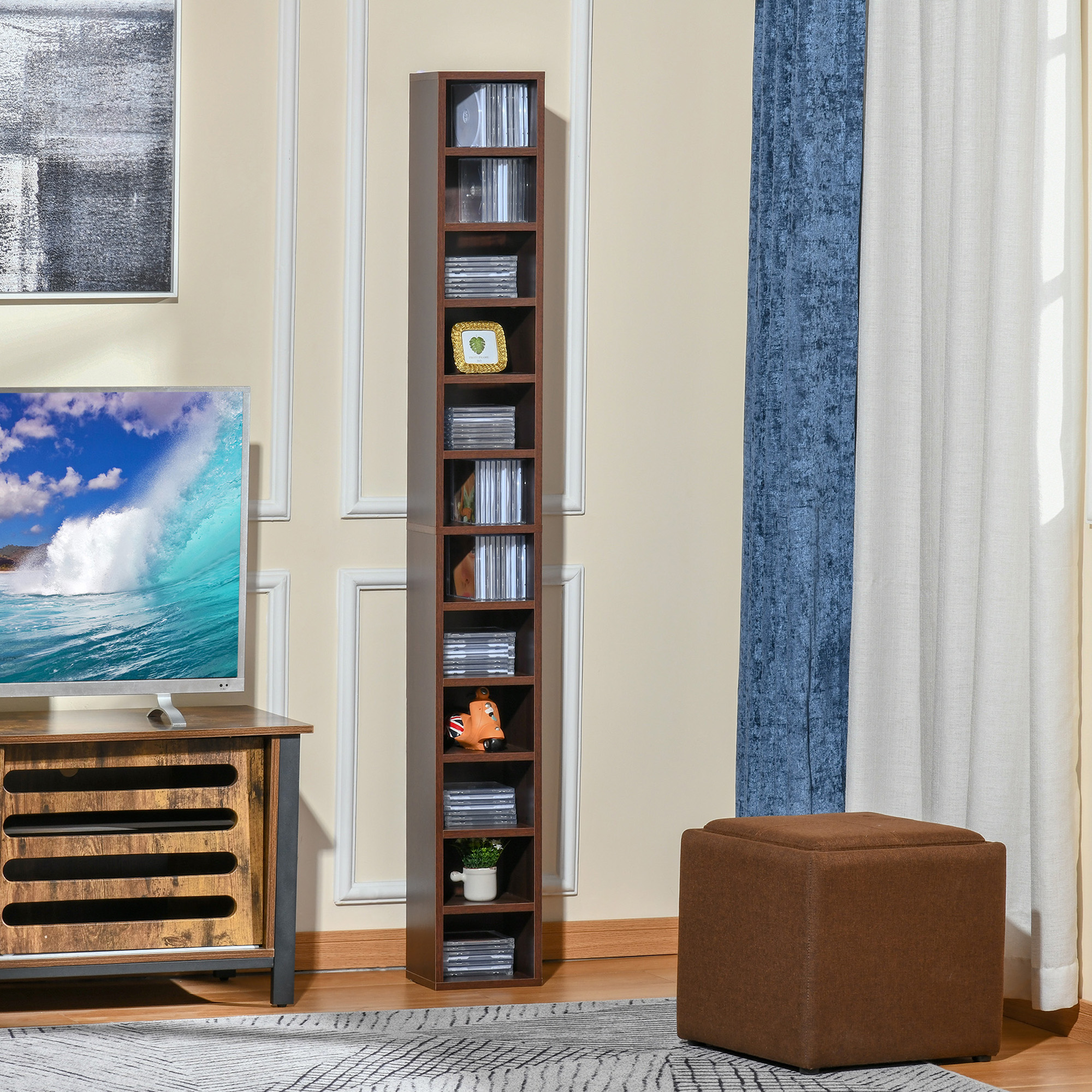  biblioteca tip coloana, cu etajere, 21x20x175cm, maro [1]