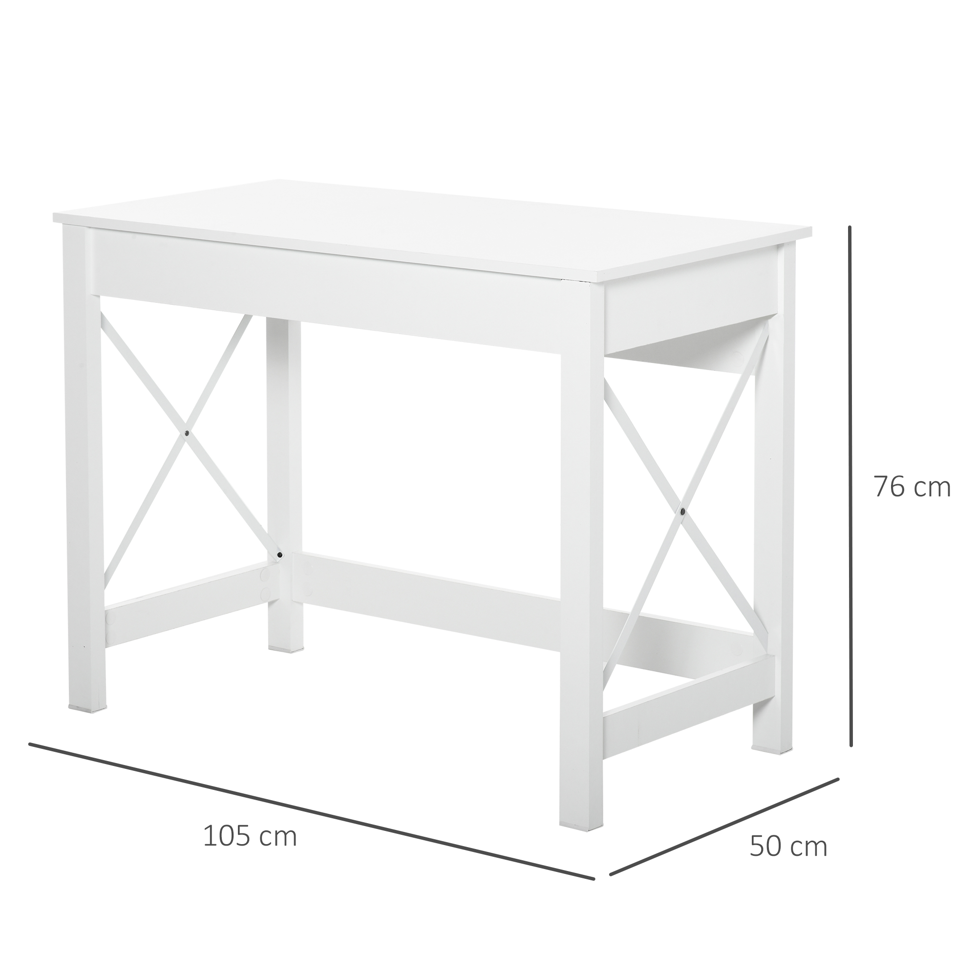 , Birou de Studiu, Stil Modern, MDF, Metal, 105x50x76 cm, Alb [2]