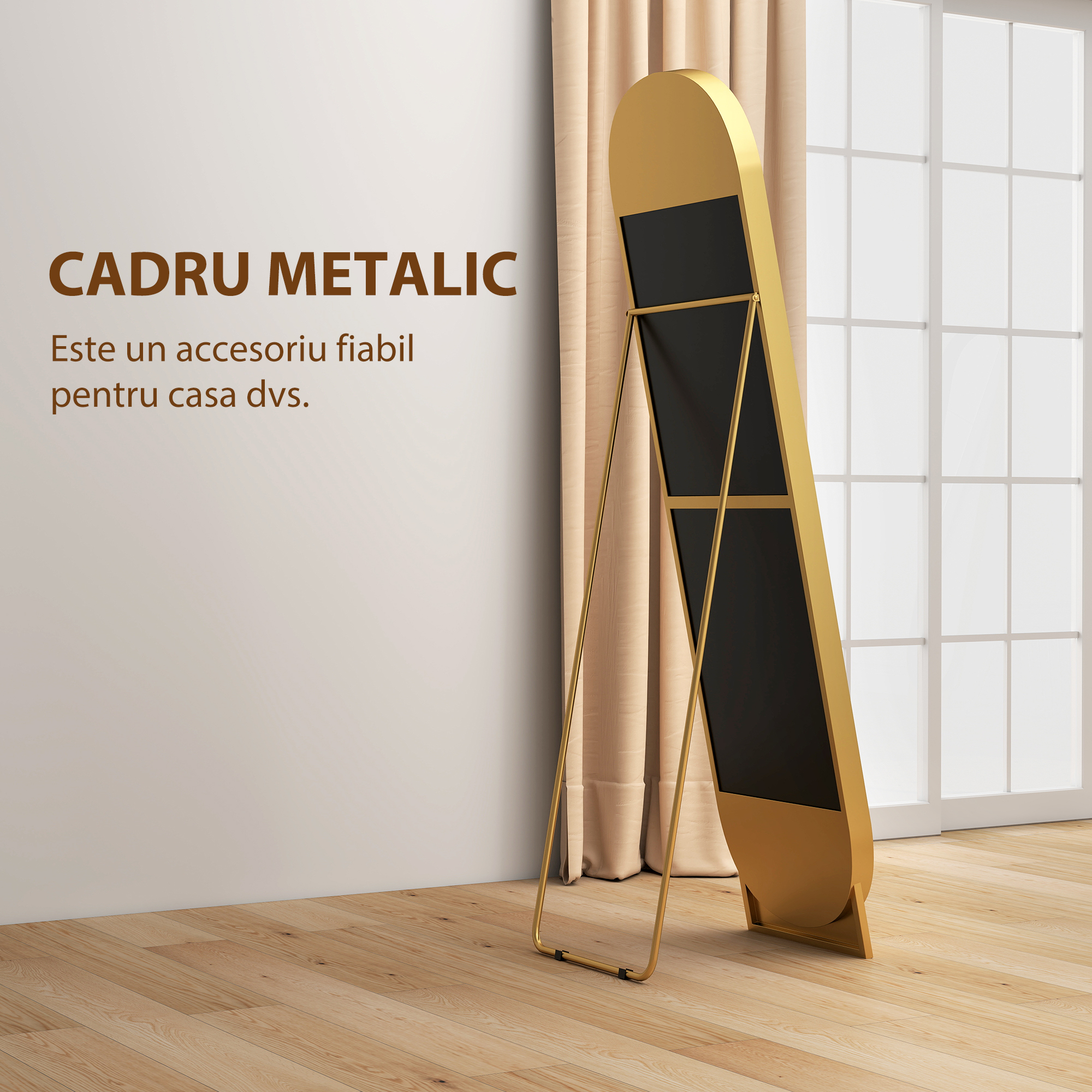  Oglinda de Podea Autoportanta din Metal 40x150 cm Auriu [5]