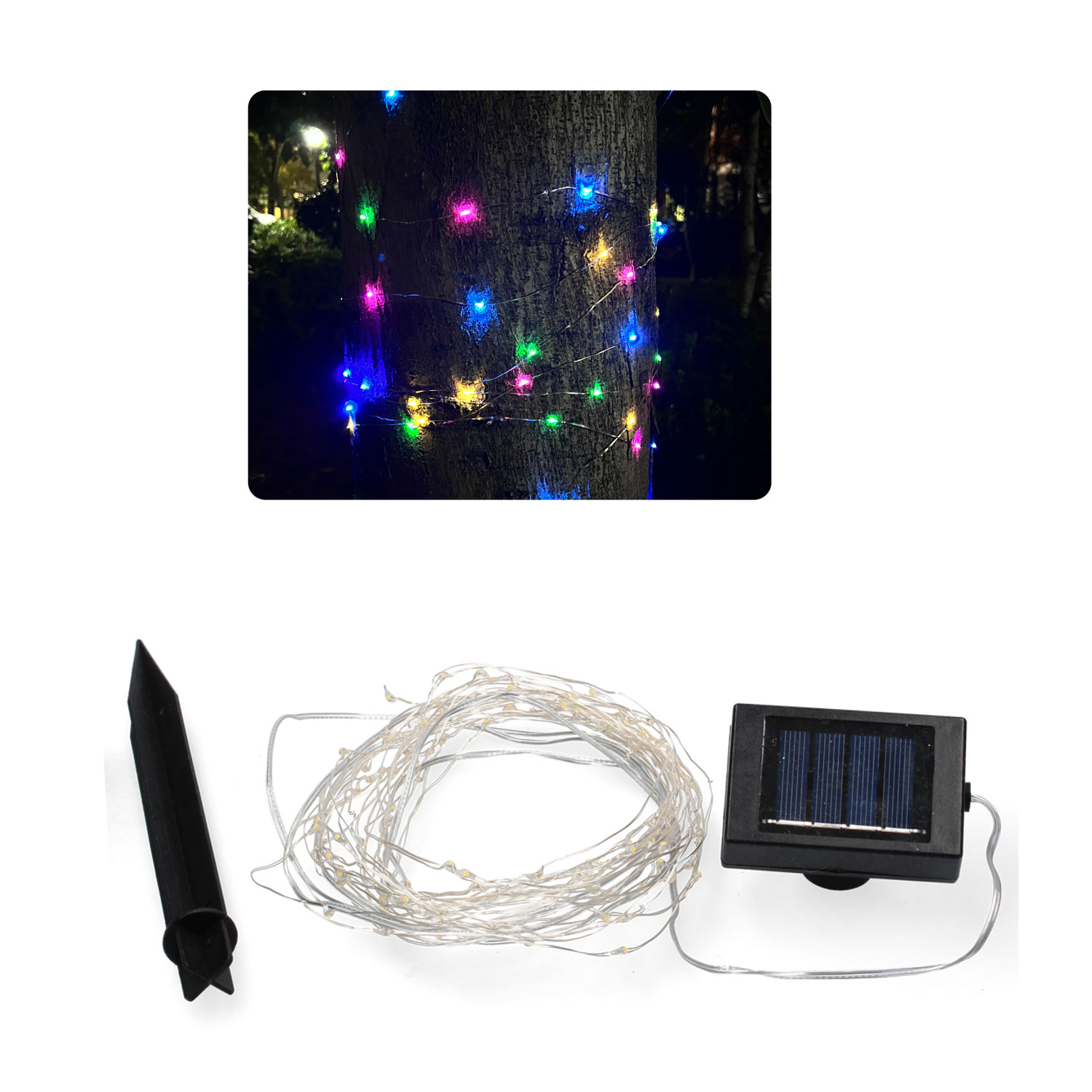 Ghirlanda luminoasa liniara, 100 LED-uri, 990cm, incarcare solara, multicolor [3]