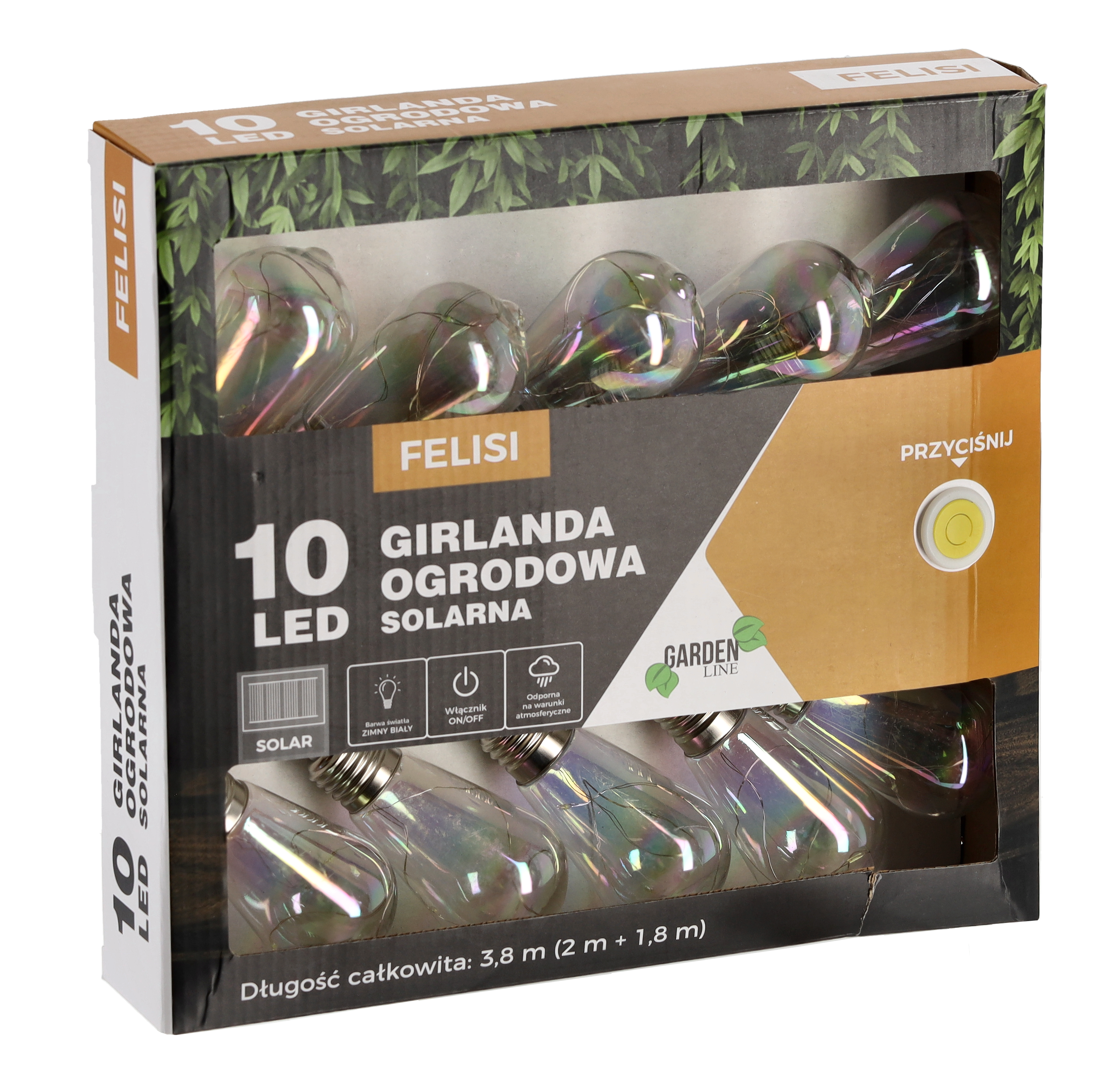 Ghirlanda luminoasa, LED, model Felisi, 10 becuri, 380cm, incarcare solara, lumina alb multicolor [2]