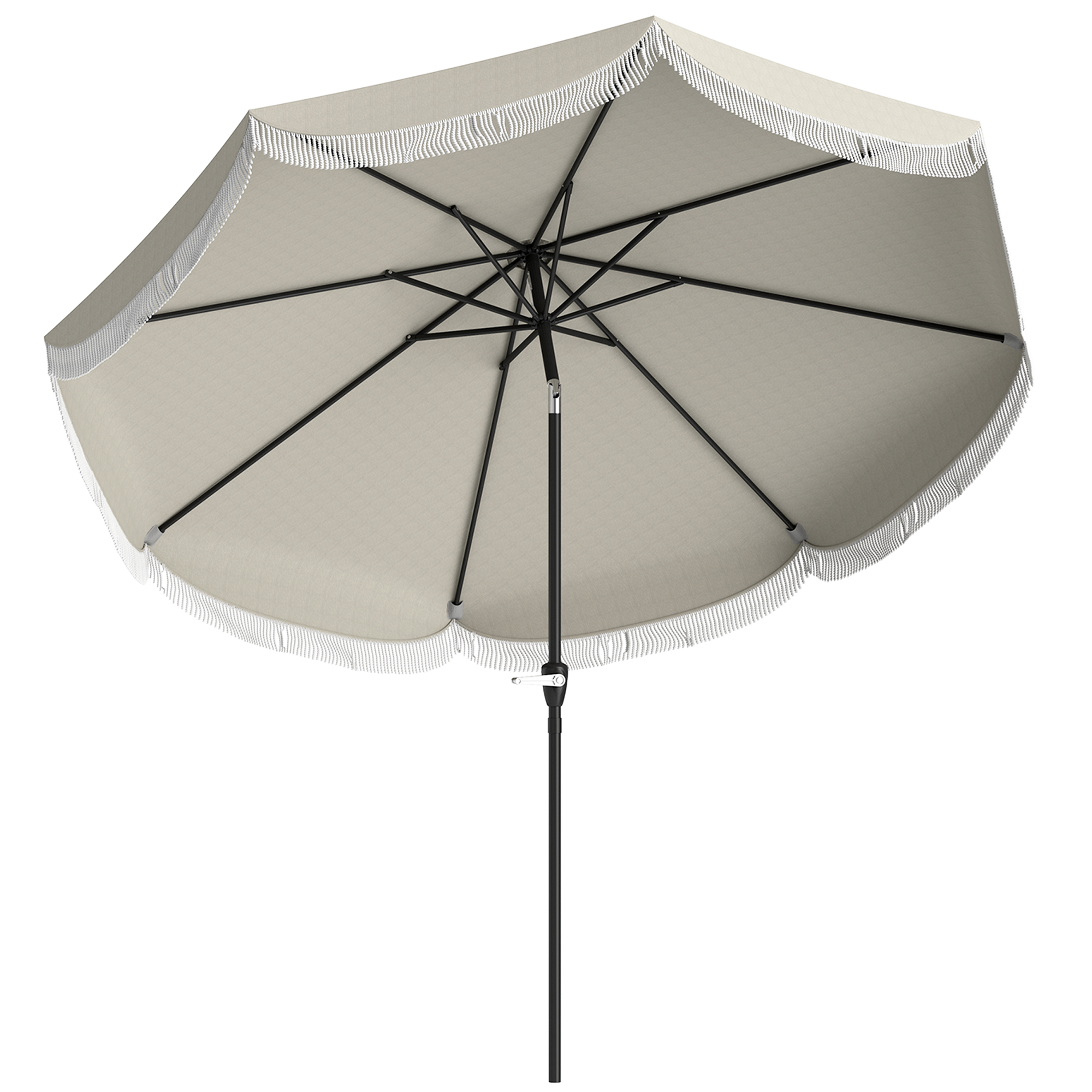 Umbrele -  Umbrela de Gradina Inclinabila 2.7x2.7 m cu Manivela, Umbrela Rotunda de Exterior cu 8 Spite, din Metal si Poliester, pentru Curte sau Balcon, UV 30+, Gri Deschis
