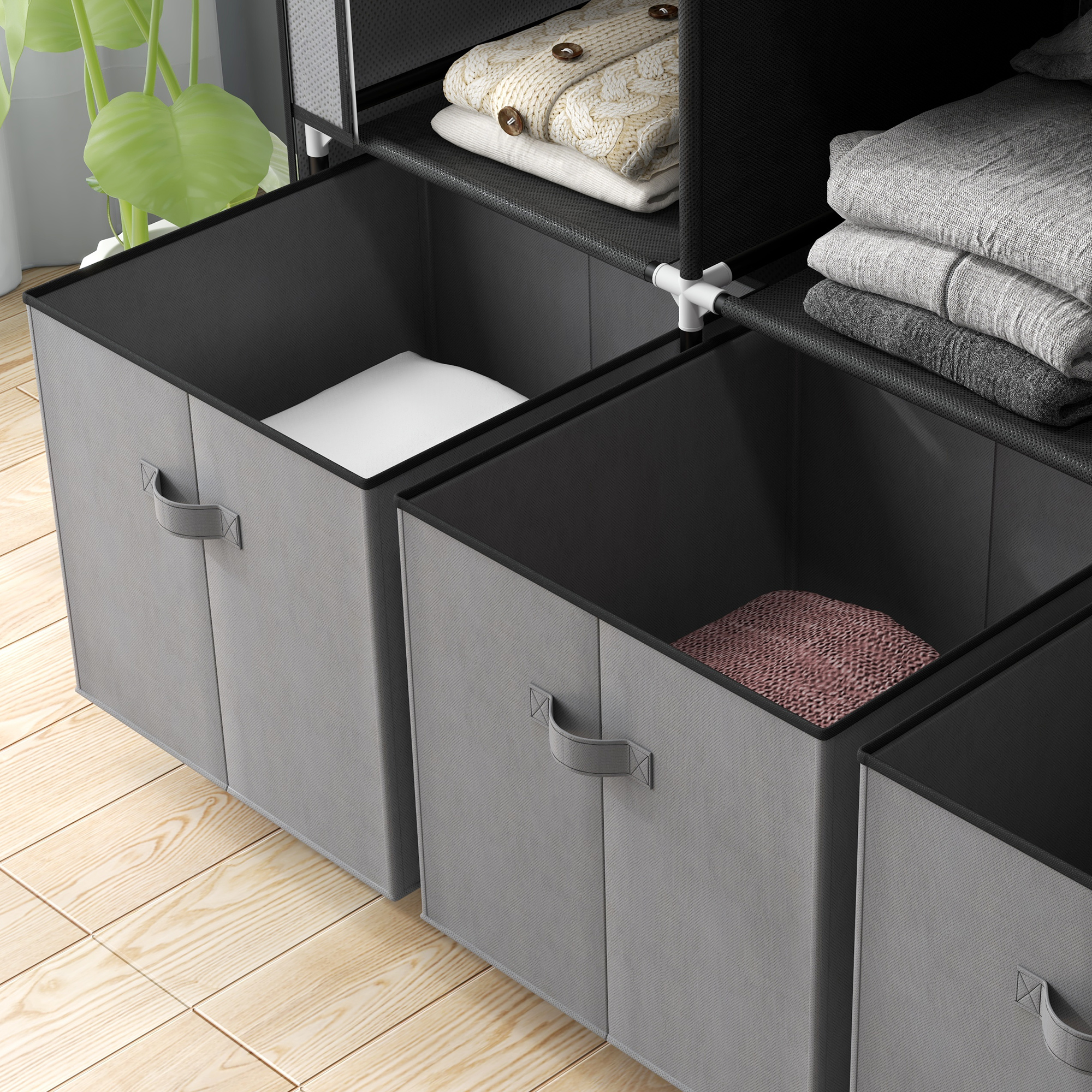  sifonier Pliabil Textil - Cu Rafturi & Sertare, Ideal pentru Spatii Mici [8]