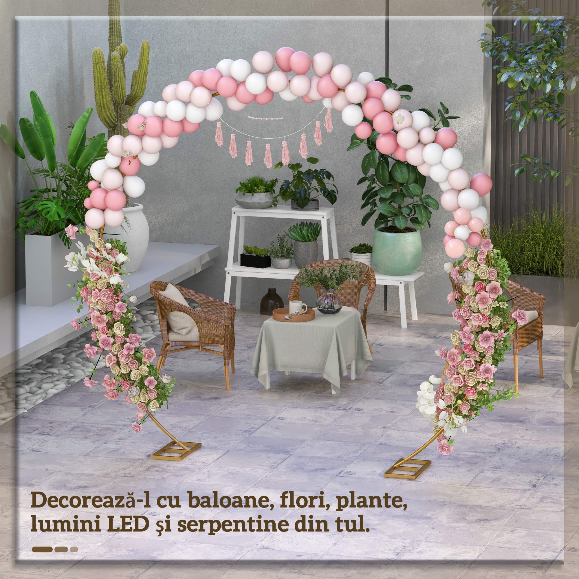  Arc Auriu din Otel - Suport pentru Baloane si Plante Cataratoare pentru Ceremonii, Evenimente si Zile de Nastere [3]