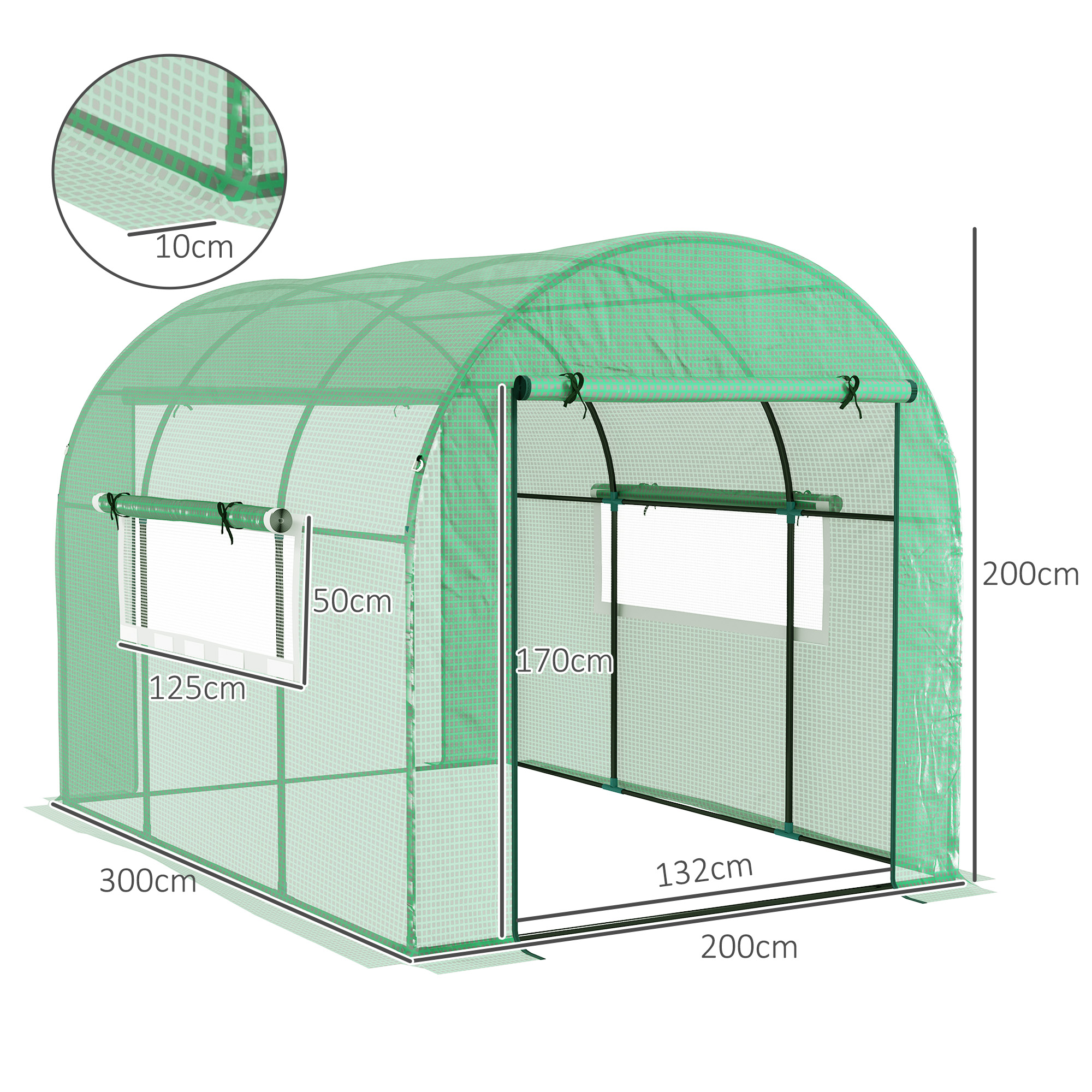  Solar Tip Tunel 300 x 200cm Walk-In Polytunnel Greenhouse - Verde [2]