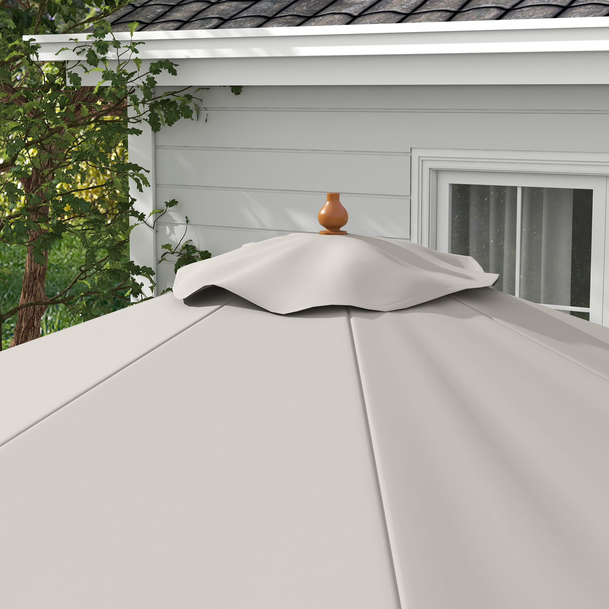  Umbrela de Gradina cu Corzi, Deschidere Reglabila si Orificii de Ventilatie, Ø325x250 cm, Gri [7]