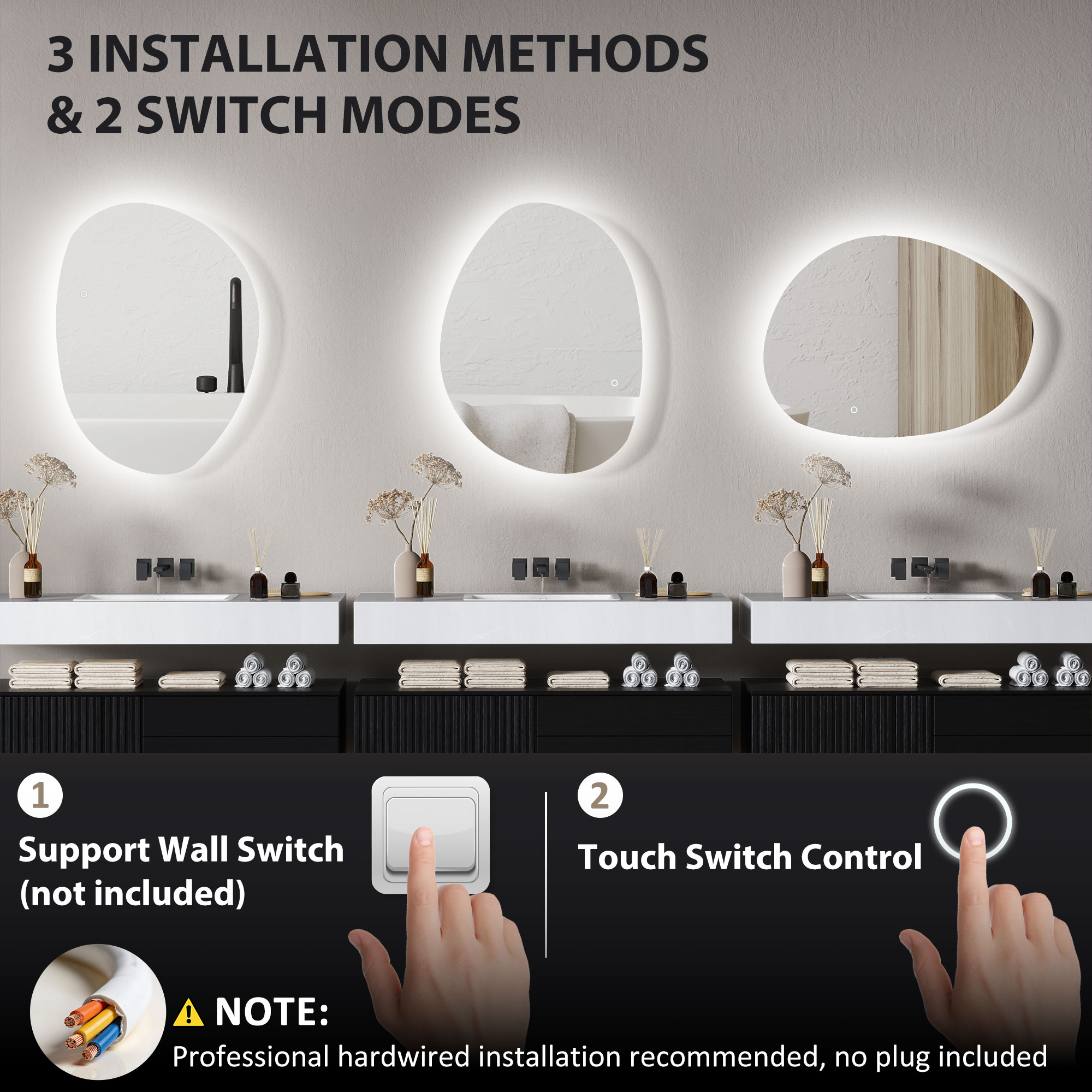  Oglinda de baie iluminata cu LED, cu culoare si temperatura reglabila, din sticla securizata, 80x5x60 cm, argintiu [6]