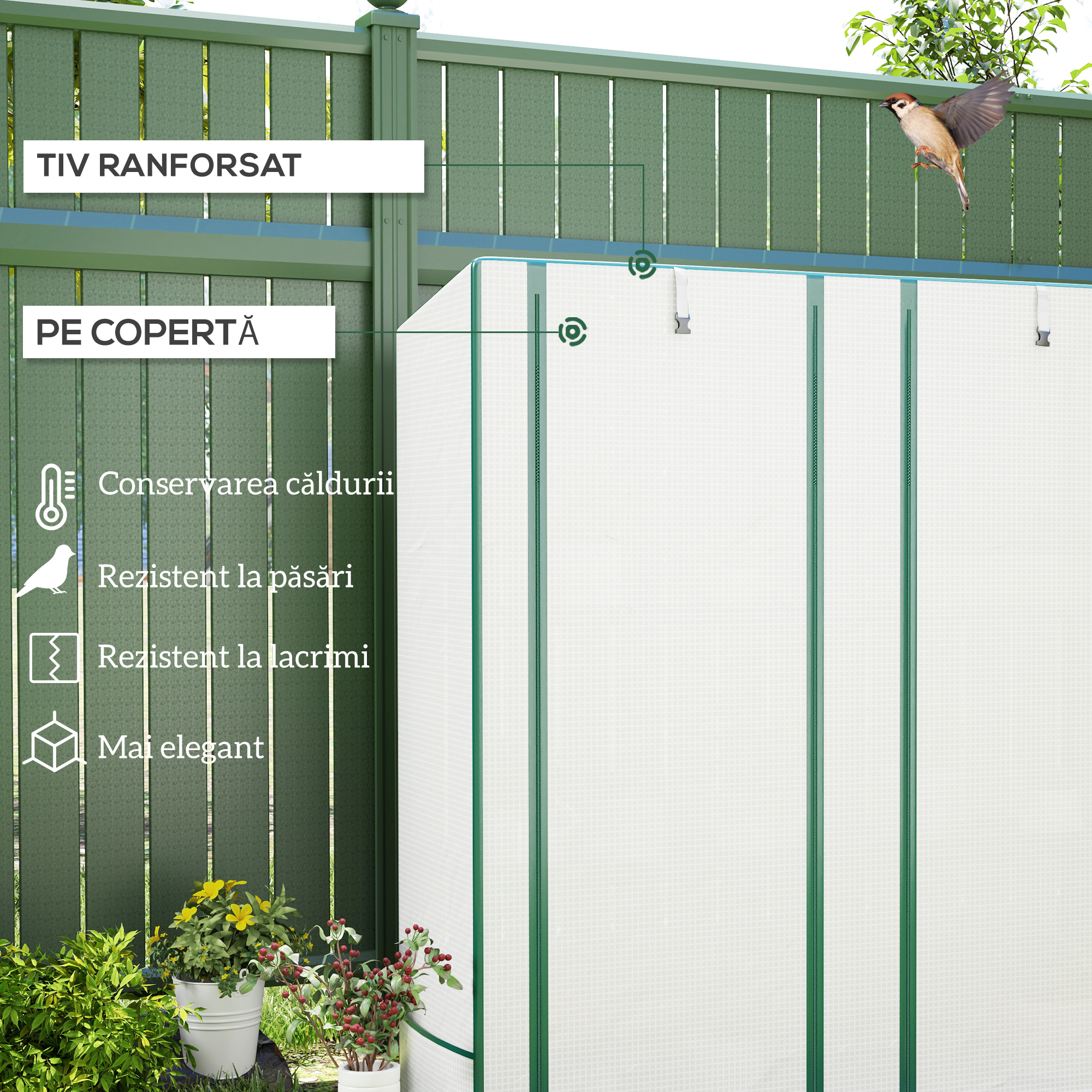  Sera Aplicata, din PE Consolidata,, 144 x 48 x 152 cm, Alb [3]