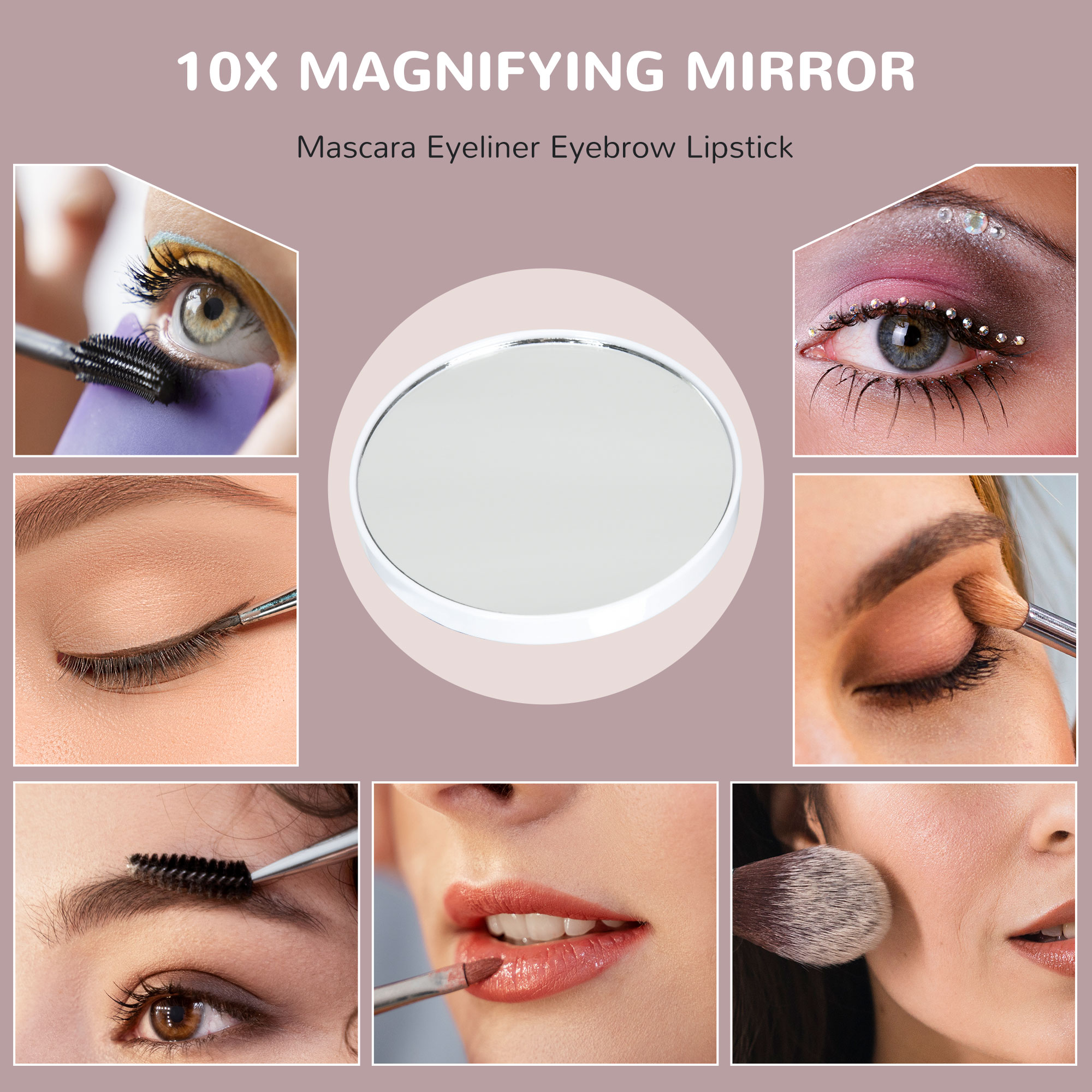  Oglinda de Machiaj LED cu Lumini Reglabile pe 3 Culori, USB si Oglinda de Marire Rotativa, 31x41,5x3 cm, Alb [6]