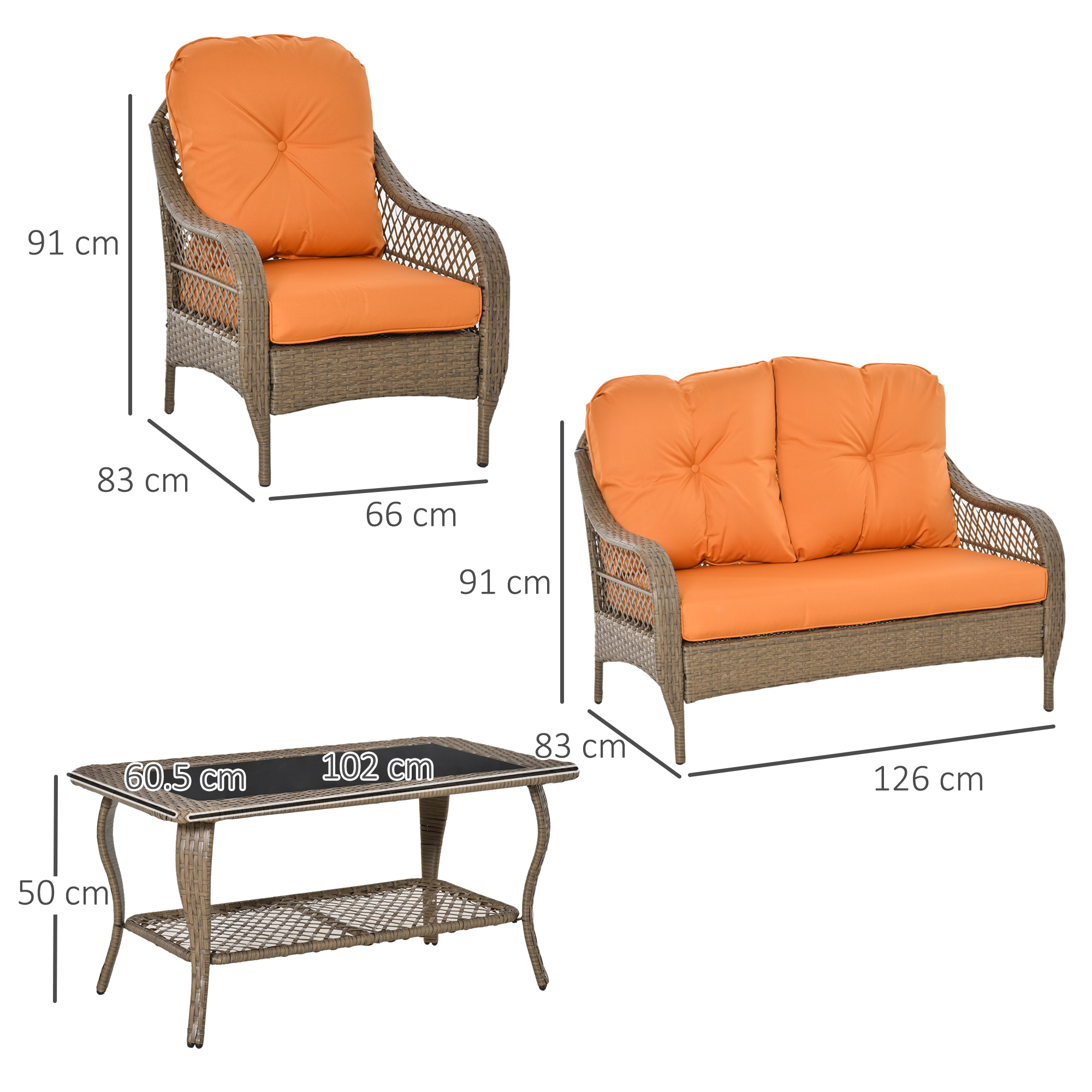  Set Mobilier de Gradina in Ratan PE 2 fotolii Canpea cu 2 locuri si masa [2]