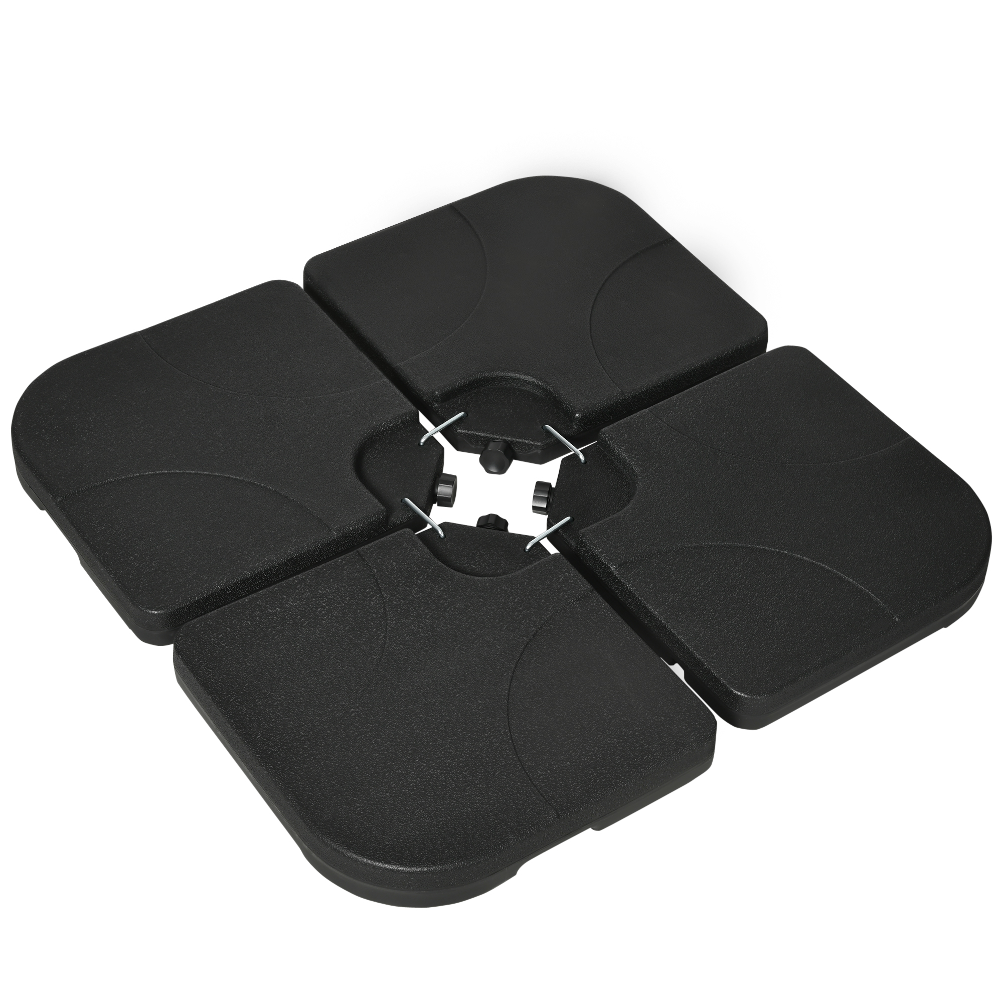 Umbrele -  Baza pentru Umbrela, Set 4 Bucati din HDPE, Umpluta cu Apa sau Nisip, 104x104x7.5 cm, Neagra