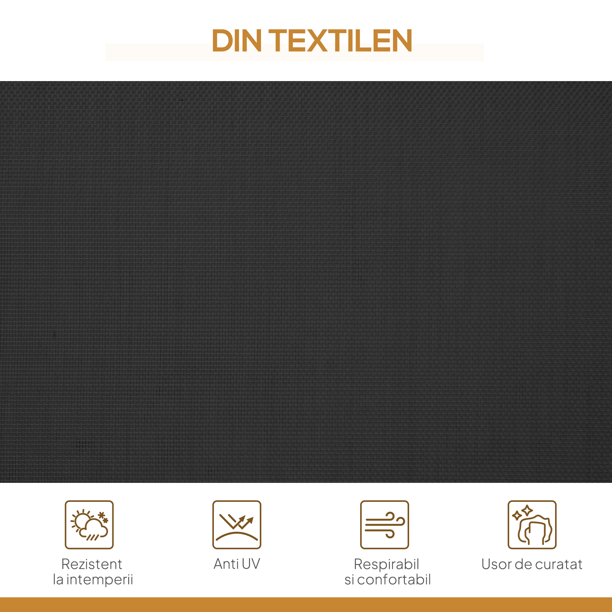  Leagan de Gradina pentru 3 Persoane cu Acoperis, sezut Respirabil si Cadru din Otel, Negru [6]