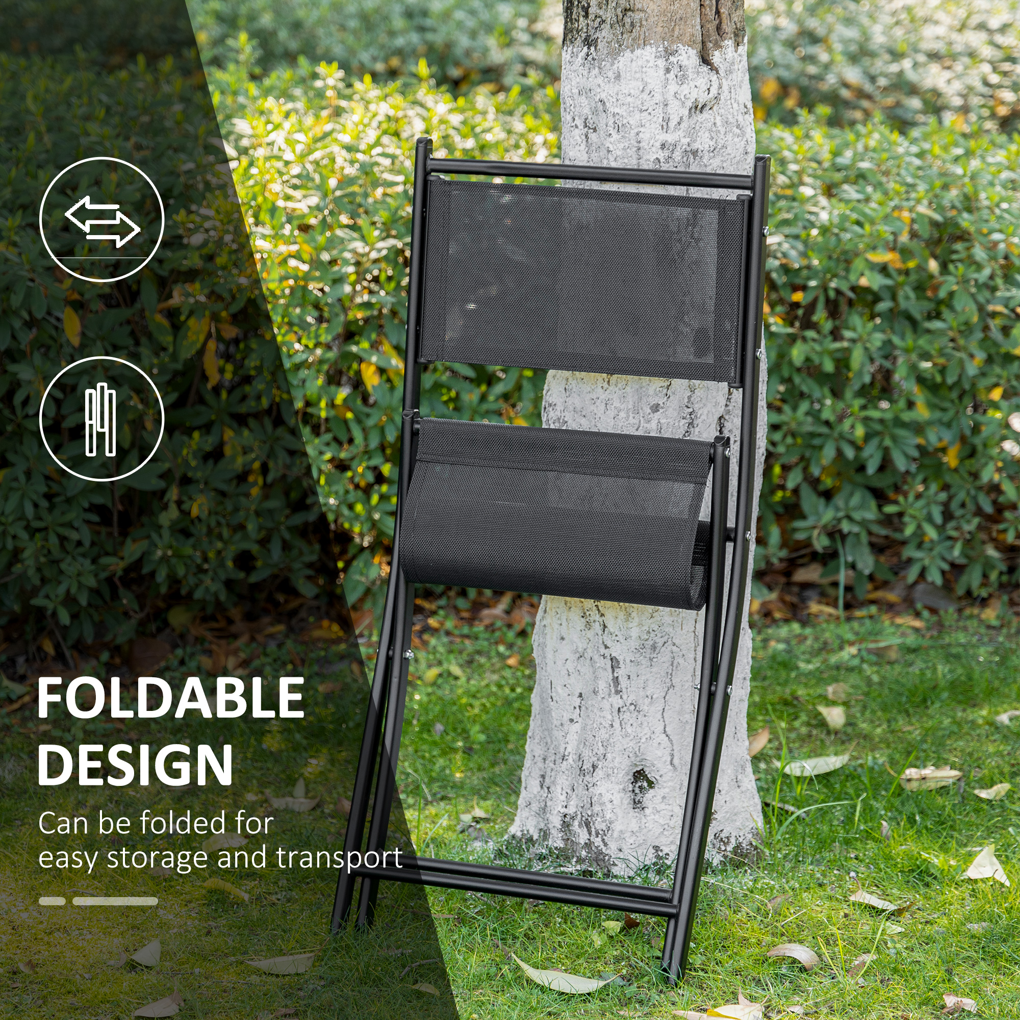  Set Mobilier pentru Gradina din Poly Ratan 3buc Set Masa si 2 Scaune pentru Gradina Pliabile Negru [3]