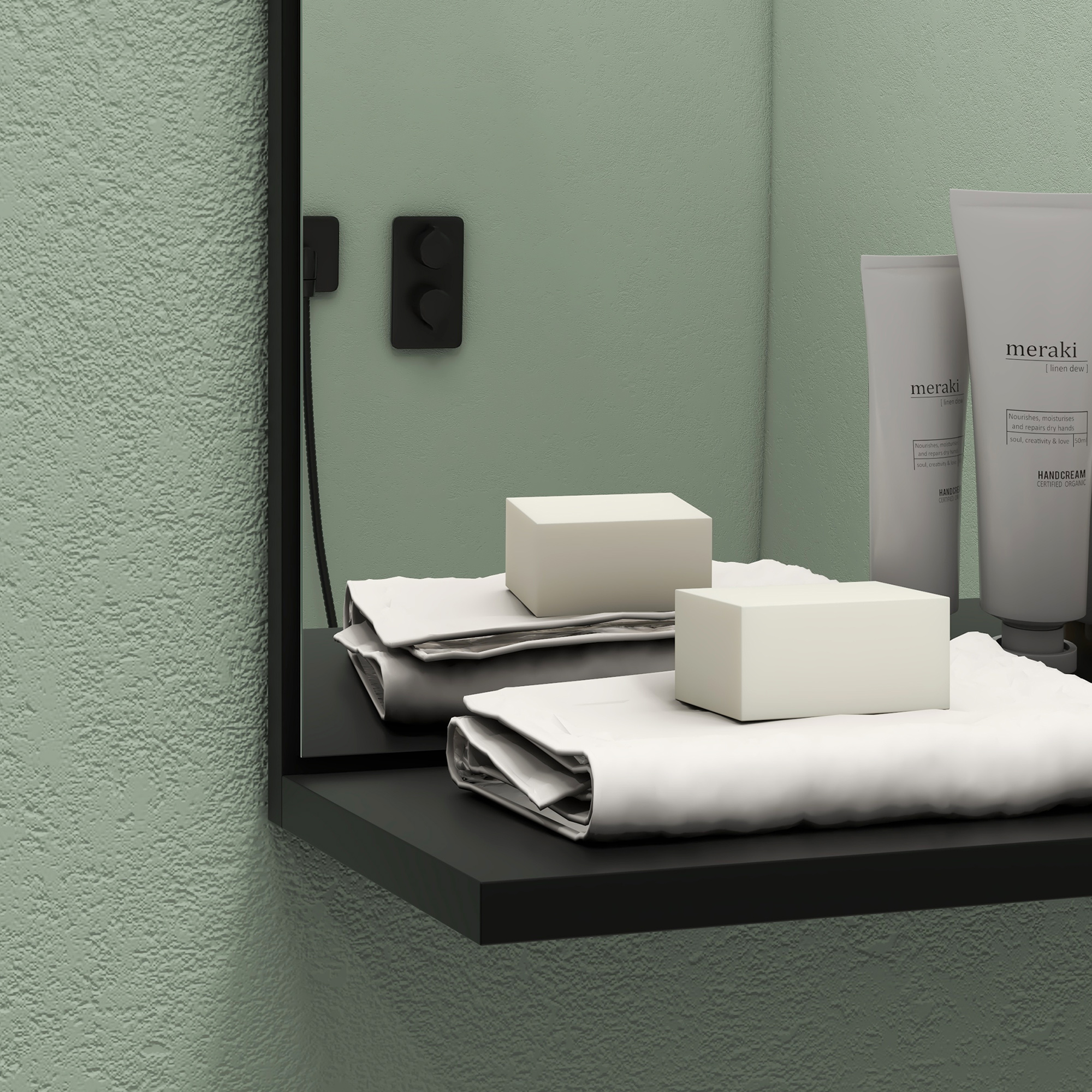  Oglinda de Baie cu Polita, Oglinda Montata pe Perete, Oglinda cu 4 Rafturi de Depozitare pentru Machiaj, 45x15x58.5 cm, Negru [8]