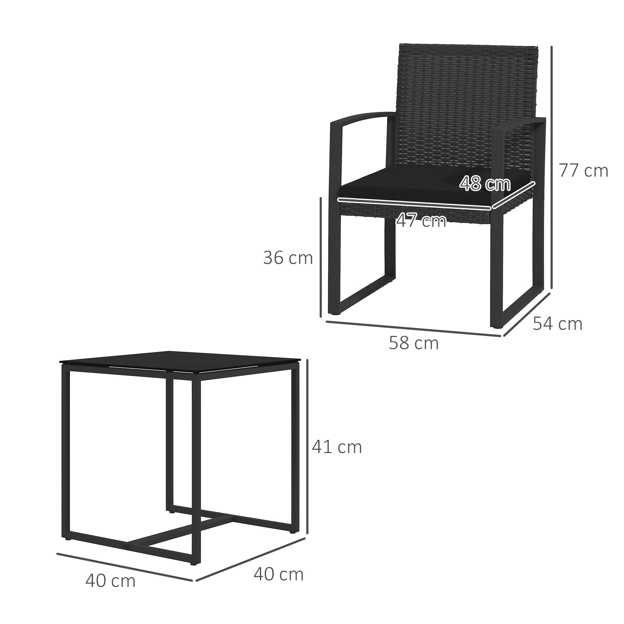  Set de cafea din ratan PP din 3 piese cu perne, Mobilier [2]