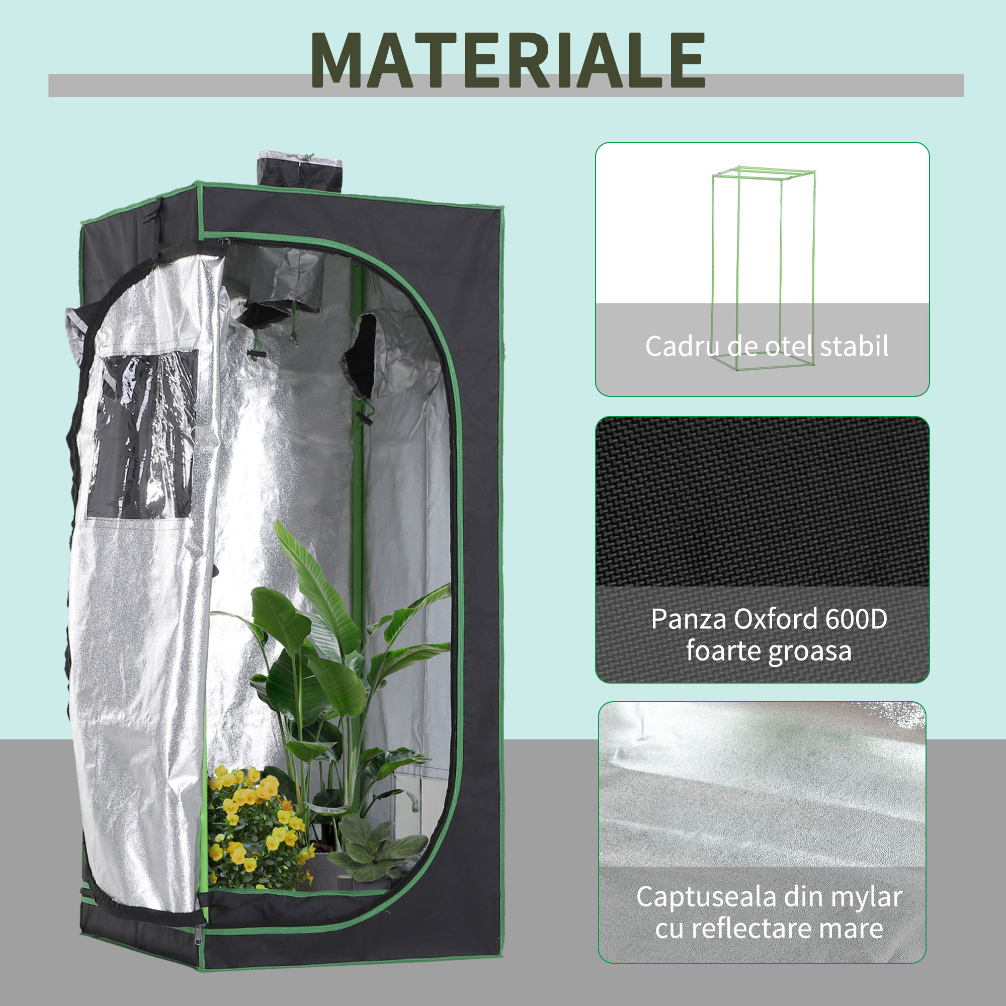  Cort Cultivare Hidroponica 60×60×140 cm - Grow Tent Compact [4]