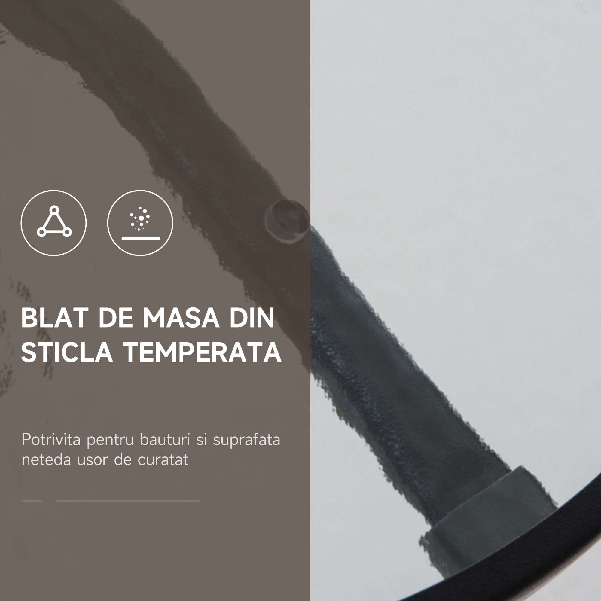  Set de mobilier pentru gradina cu masa din sticla securizata, maro [5]