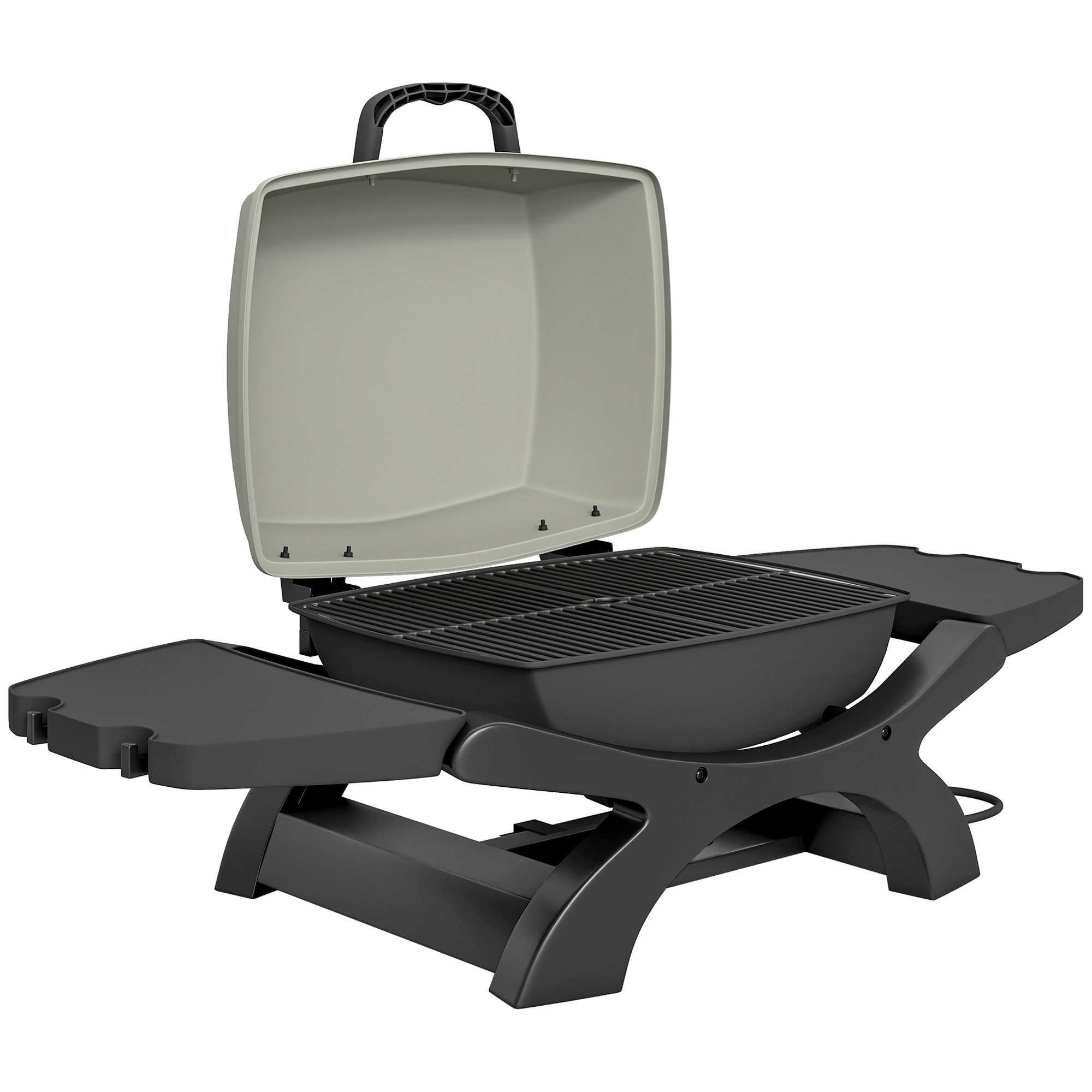 Gradina & balcon -  Gratar electric de exterior 2300W, gratar de masa portabil cu grile emailate, rafturi laterale, negru