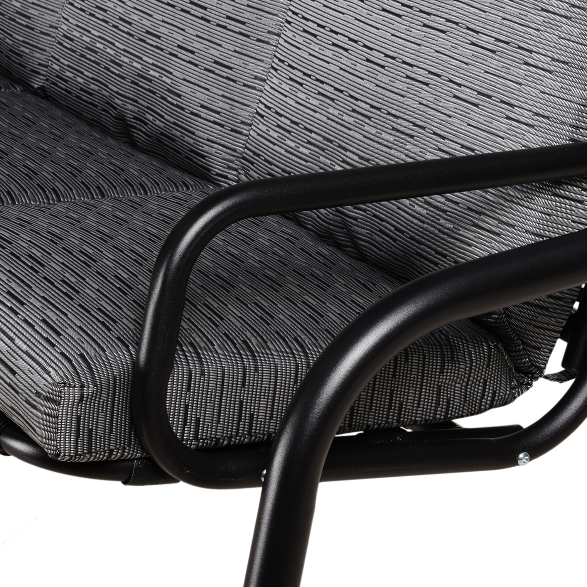  Balansoar pentru Gradina pentru 3 Persoane cu Copertina Reglabila si Perne, 200x120x170cm, Negru [7]