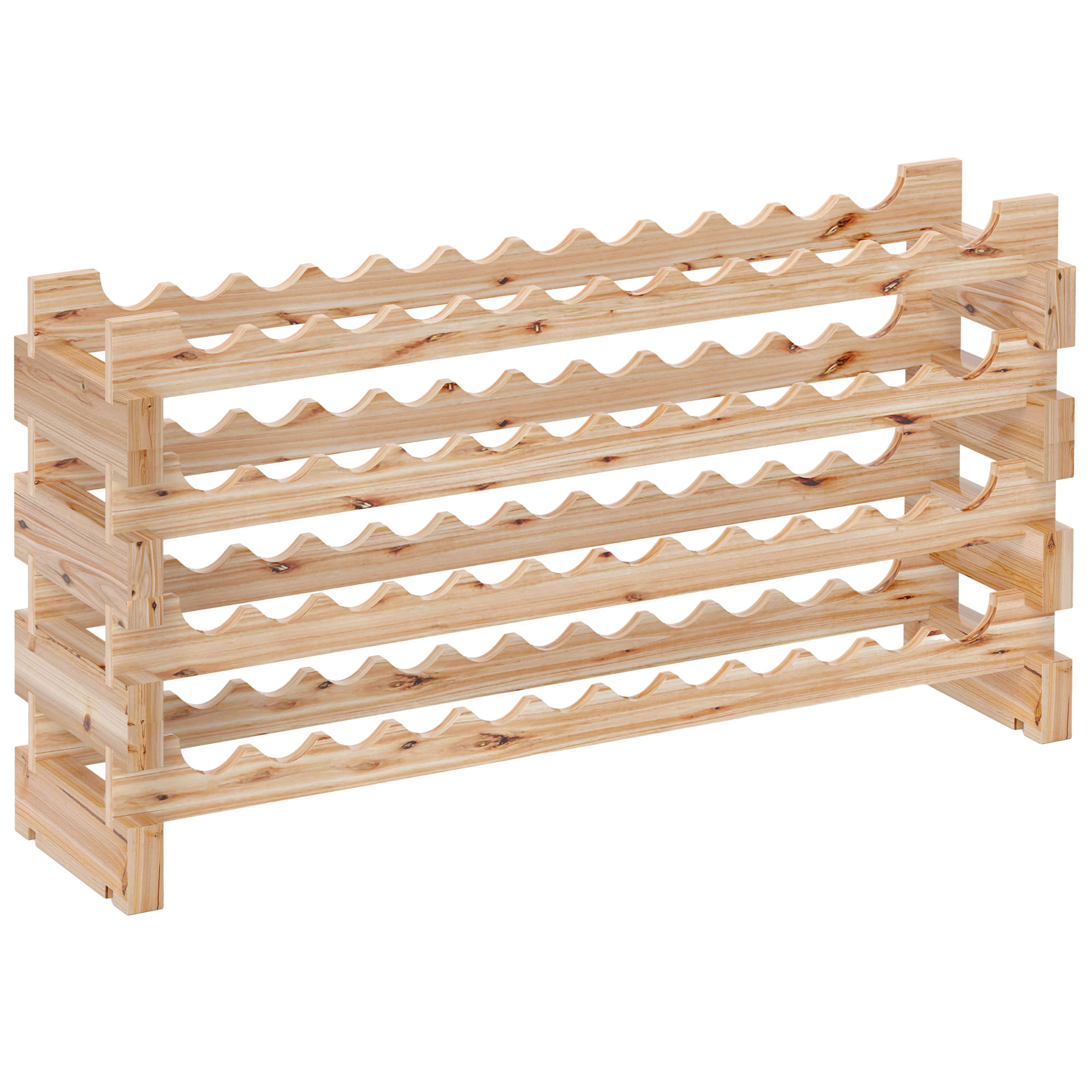 Bucatarie -  Raft Vin din Lemn Natural - 4 Rafturi pentru 48 Sticle