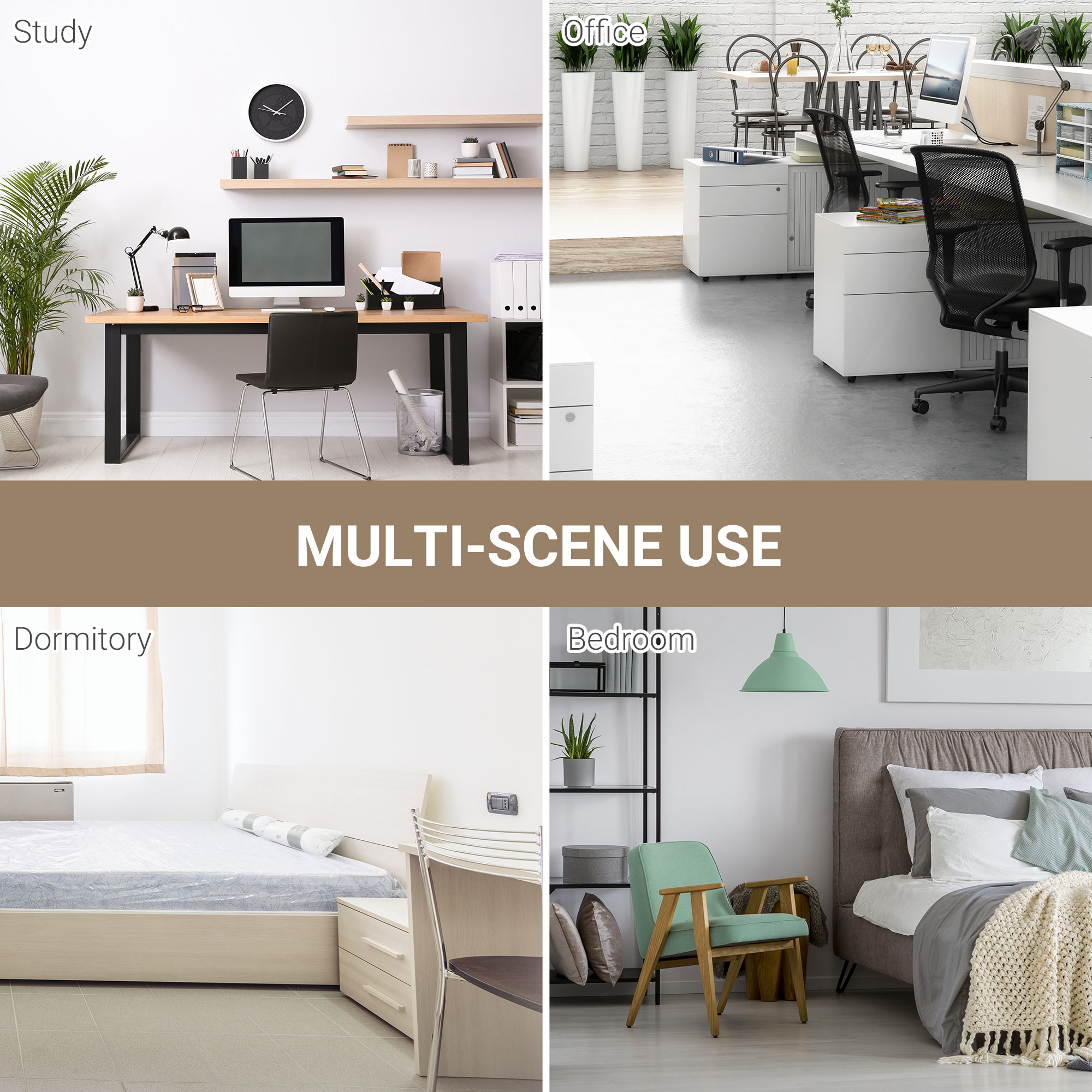  Birou Modern din MDF Stejar - Picioare Metalice Albe [6]