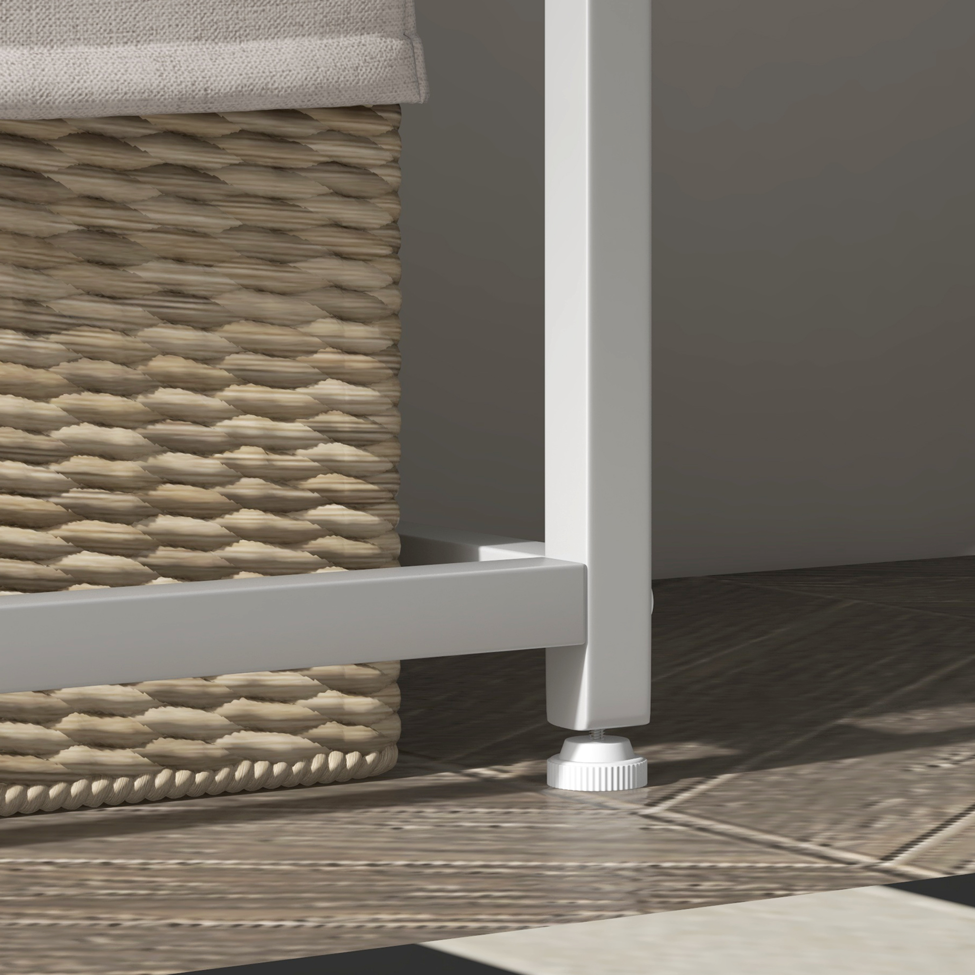  Masa Consola de Intrare Subtire cu Partea Superioara Deschisa, Dulap Consola din Otel si PAL, 100x30x87 cm, Alb [8]