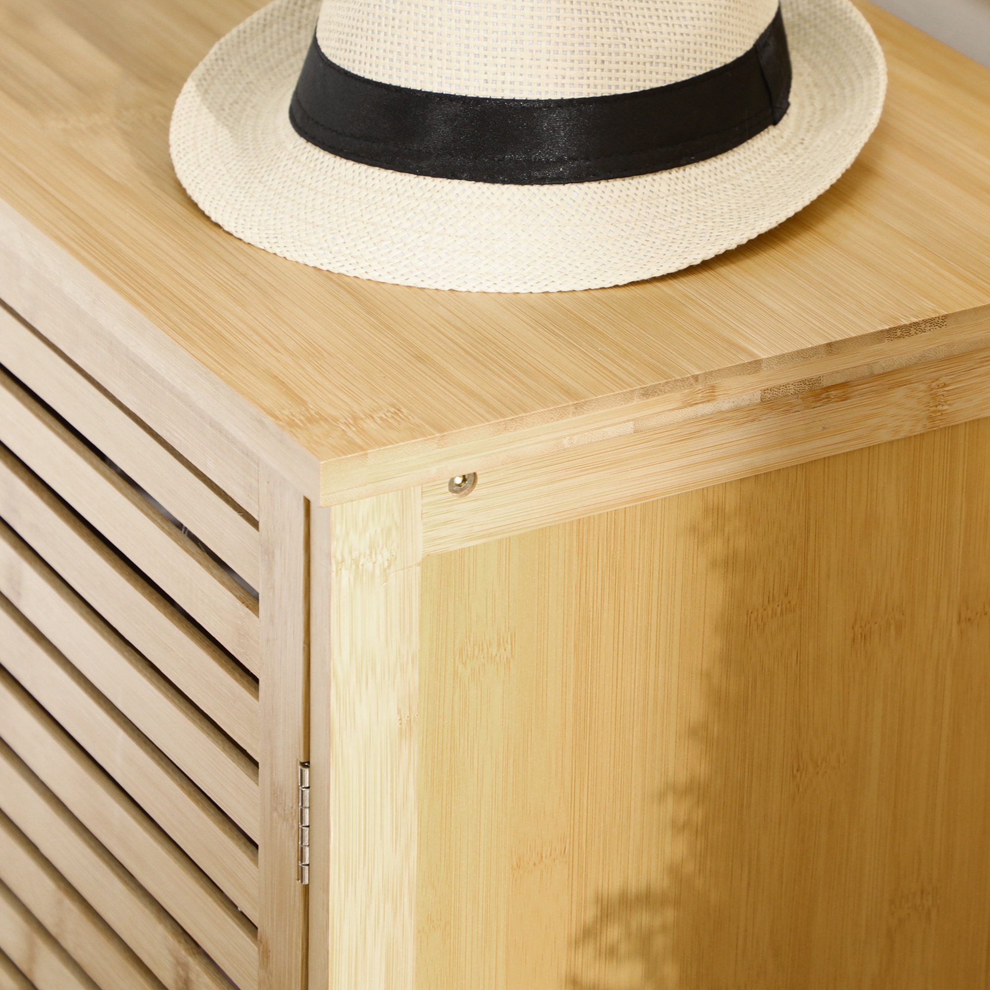  Dulap pentru Pantofi cu 8 Rafturi pe 3 Niveluri cu Manere, din Bambus, 100x35x80 cm, Culoare Lemn [8]