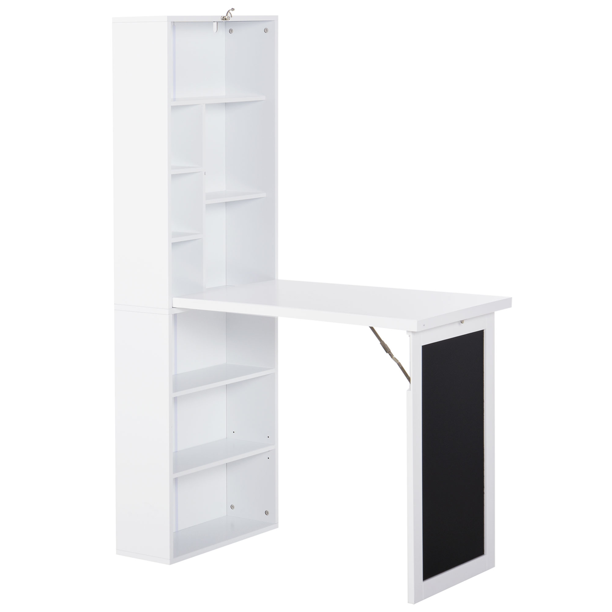 Dormitor & birou -  Birou Pliabil 2-in-1 - Cu Biblioteca si Tabla, Alb