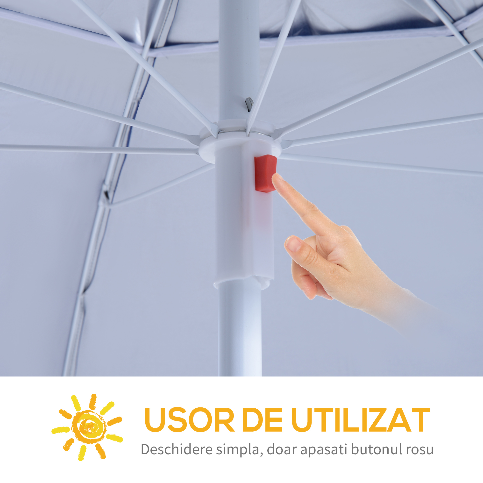  Umbrela Parasolara 2 in 1 din Poliester Fier cu Geanta de Transport 210x 222cm [4]